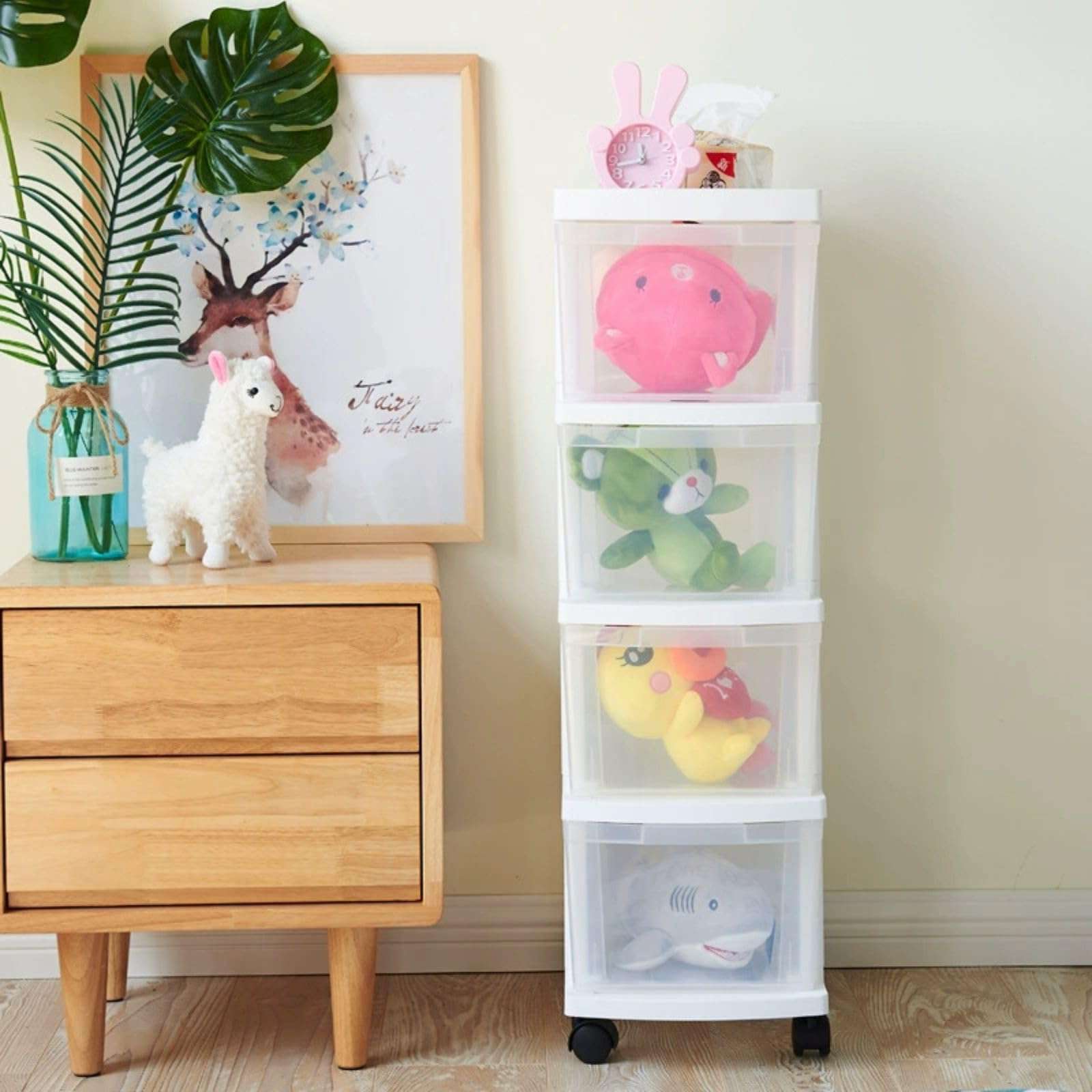 FEMUFOSE Slim Non-metal storage box with Stackable Drawers, Narrow Gap Storage with Wheels, Detachable Plastic Storage for Kitchen, Bedroom, Bathroom, Office 3