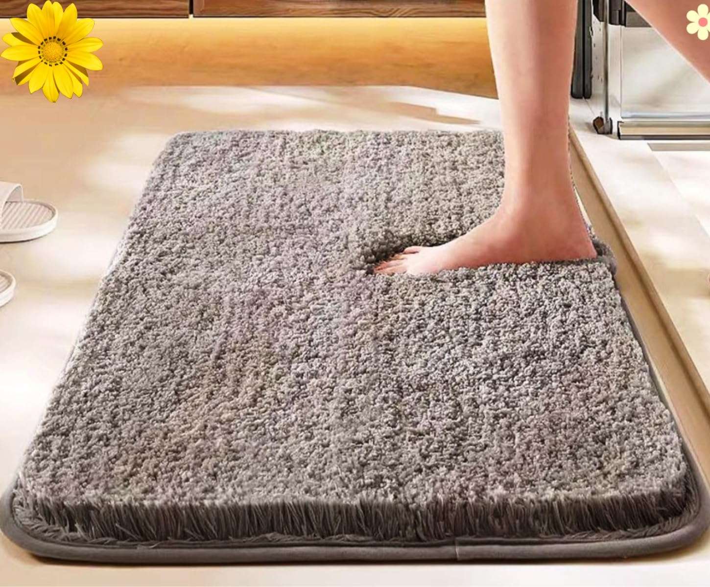 WIDKLASS Bath mat Door Mats Floor Mats Bathroom Mats Doormat Bathmat BathroomCarpet Cushion Mats Super Absorbent Soft Mats, Quick Dry Dirt Barrier for Home Office (Bathroom Matt Grey Mat, Standard)