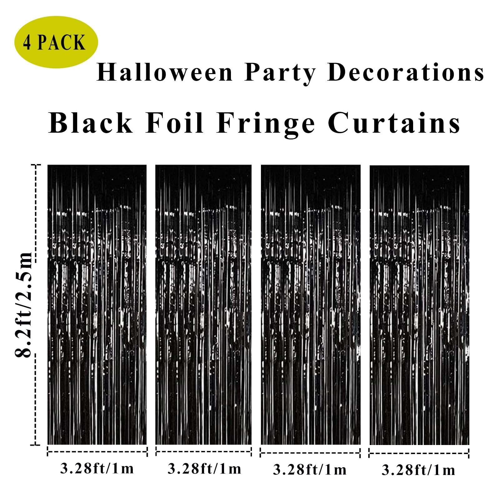 Muhome Glitter Silver Foil Fringe Curtain, 4PCS 3.28FT x 8.2FT Tinsel Door Streamers Fringe Backdrop for Wedding Graduation Euphoria Birthday Father's Day Party Decorations 4