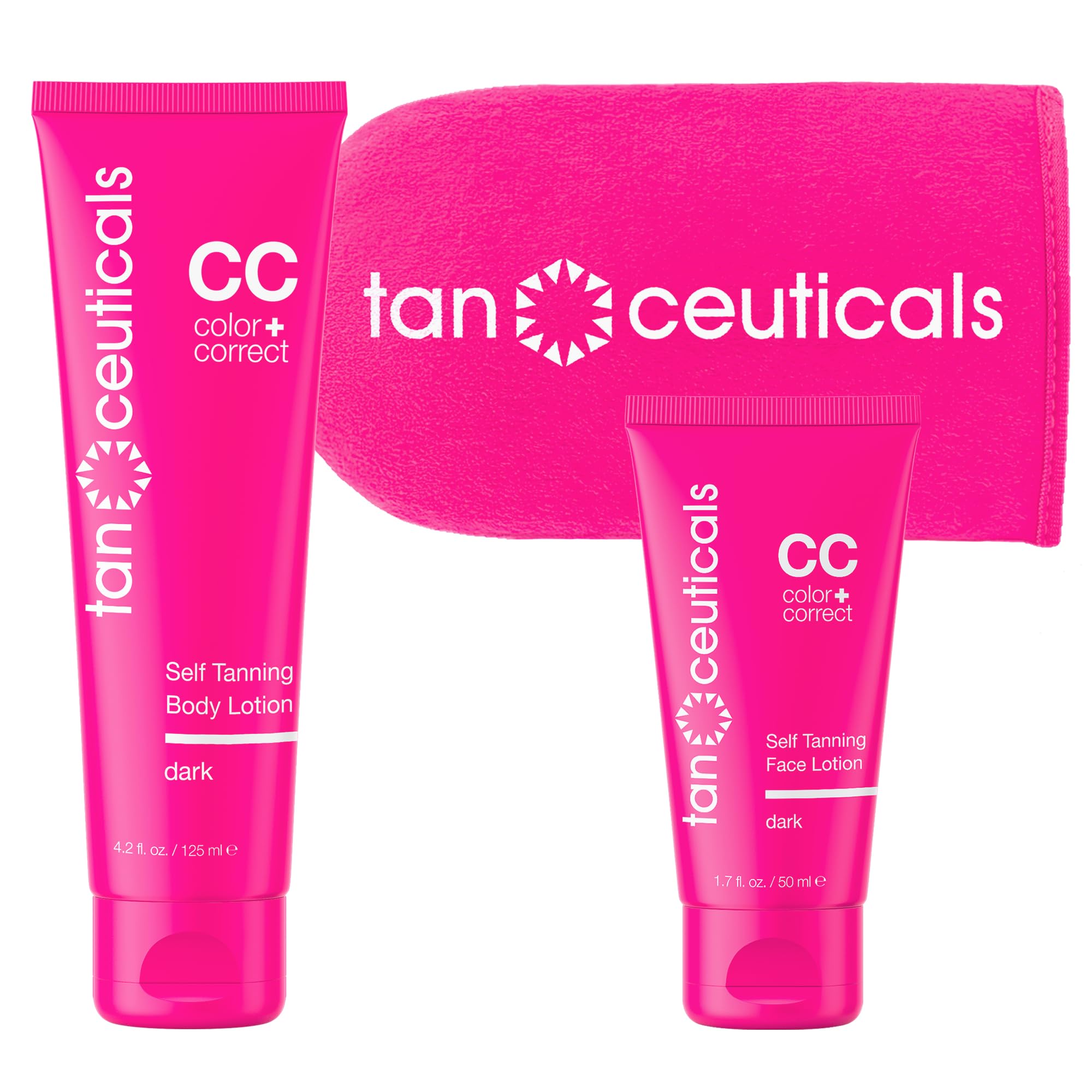 Tanceuticals Body + Face Self Tanning Kit Bundle, Dark Shade