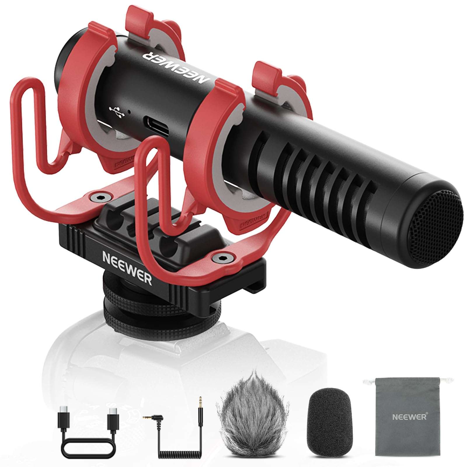 NEEWER VM15 AI Noise Cancelling Supercardioid Mini Mic with App Control & EQ, 48KHz/24Bit, 3.5mm Analog/USB C Digital Microphone Compatible with iPhone Android Computers Canon Nikon Sony Camera 1