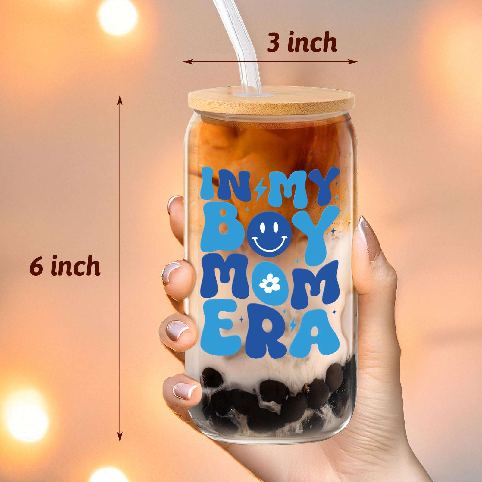 maoodoo New Mom Christmas Gifts for Boys Pregnant,Expecting Mom,Mother's Day Postpartum Gifts After Birth - 16 Oz Coffee Glass 6