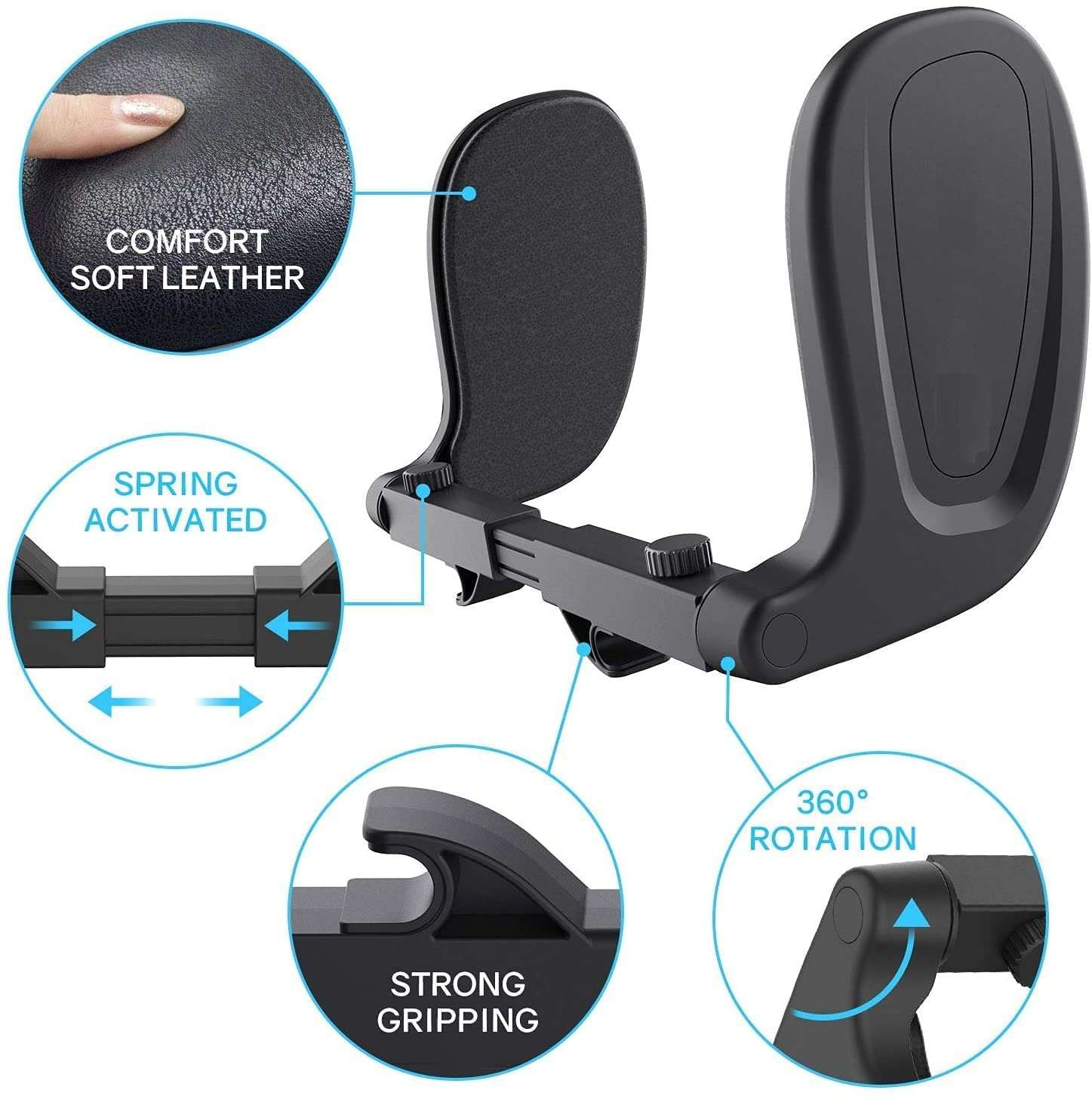 Cloyster Car Seat Headrest Pillow, Head Neck Support Sleeping Travel Seat Pillow with Cushion Foam,Premium Seat Head Pillow,360 Degree Adjustable Long Trip Rest Headrest Pillow for Kids Adult 5