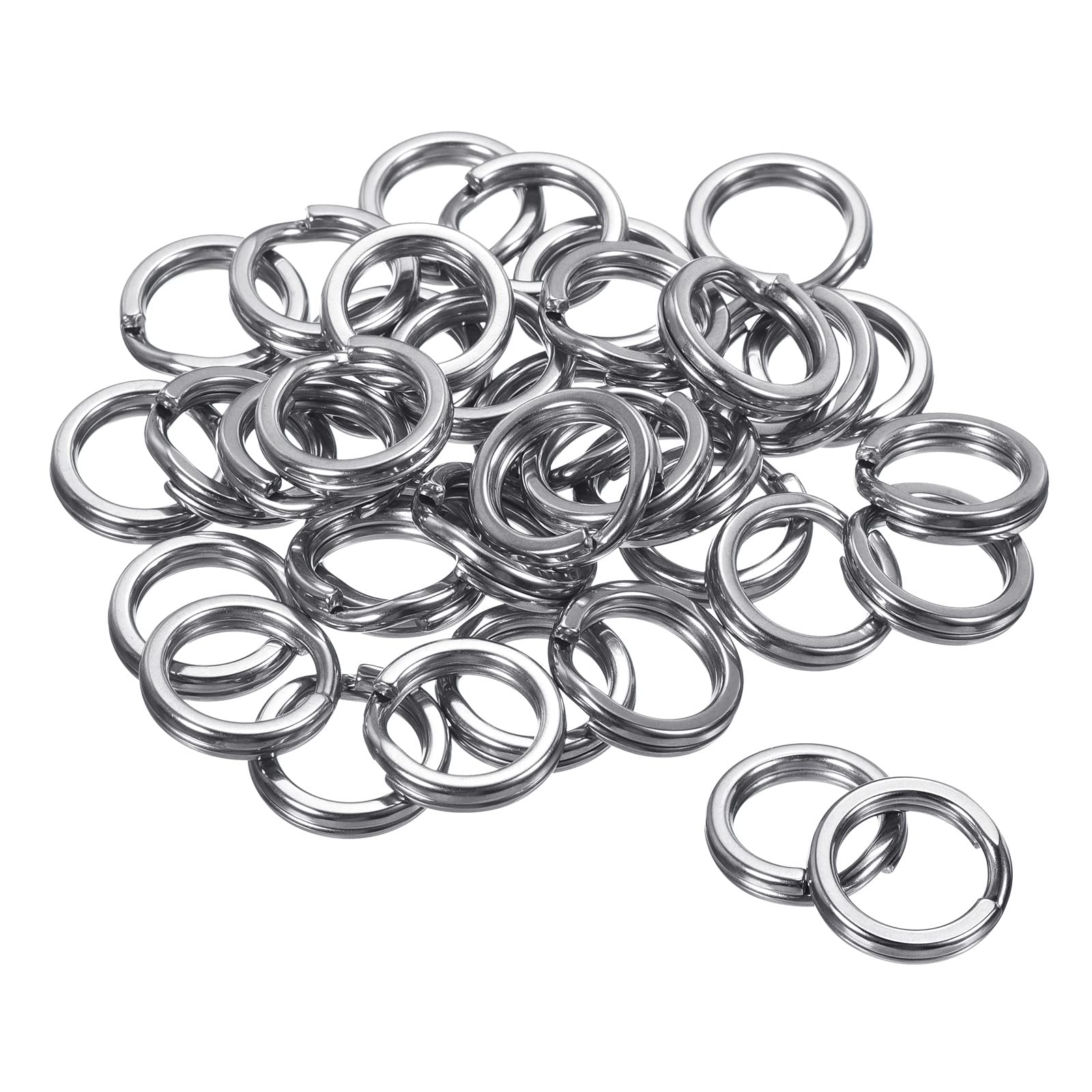 100Pcs Stainless Steel Split Rings, Double-Layer Flattening Ring Lure Bait Circle, 25-350LB Saltwater Freshwater Line Lure Connectors Double Snap Super Strong Solid Circle Tackle Leader Fishing