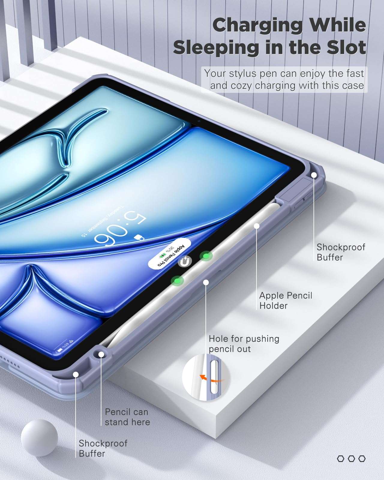 TiMOVO Case for iPad Air 11 Inch (M3/M2-2025/2024) with Pencil Holder, iPad Air 5th/4th Generation Case (2022/2020) 10.9 Inch, Slim Protective Cover with Clear Back, Auto Wake/Sleep, Navy Blue(V1) 3