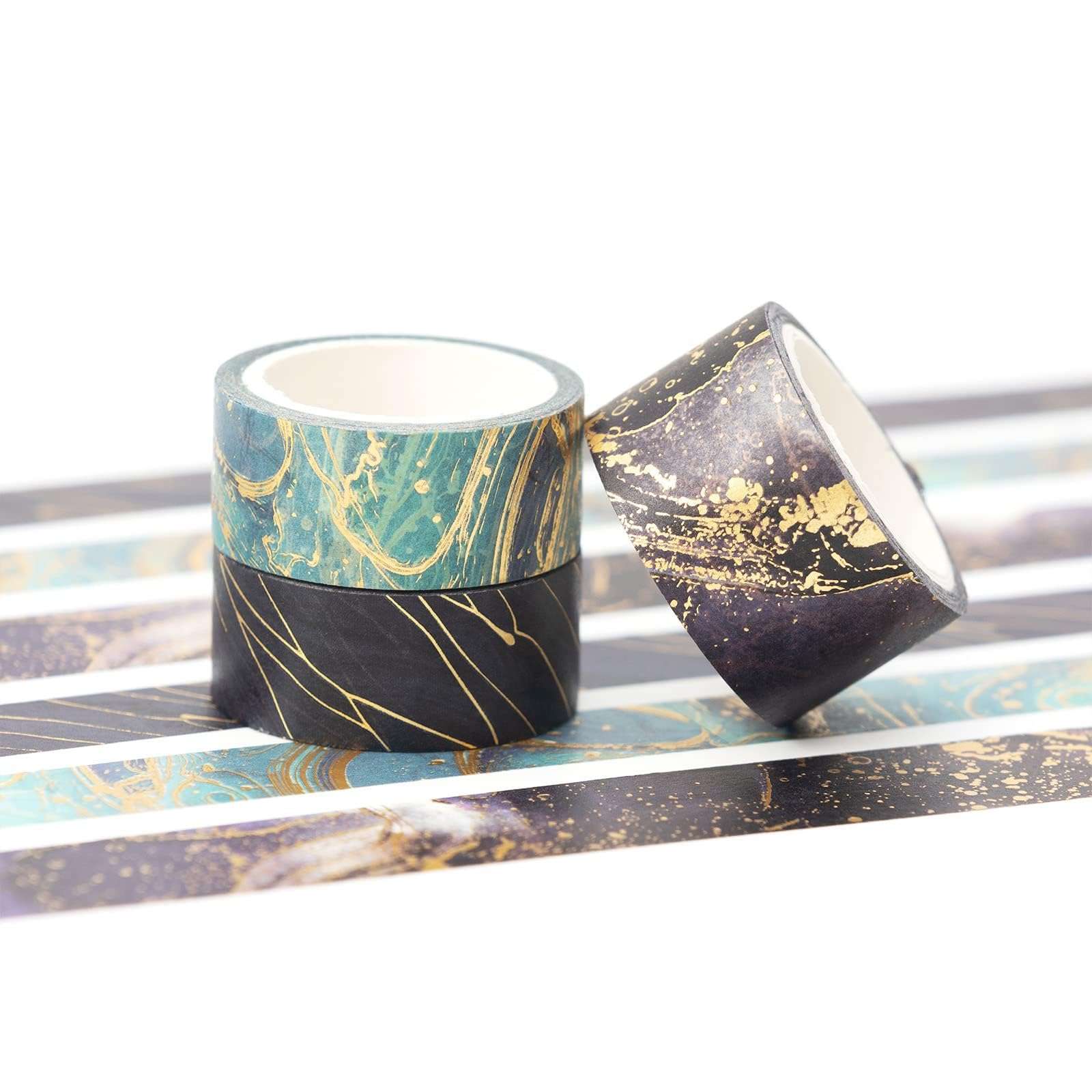Gold Veins Washi Tape Gorgeous Foil Masking Tape Set Decorative for Arts, DIY Crafts, Journal Supplies, Planners, Scrapbook, Card/Gift Wrapping 6