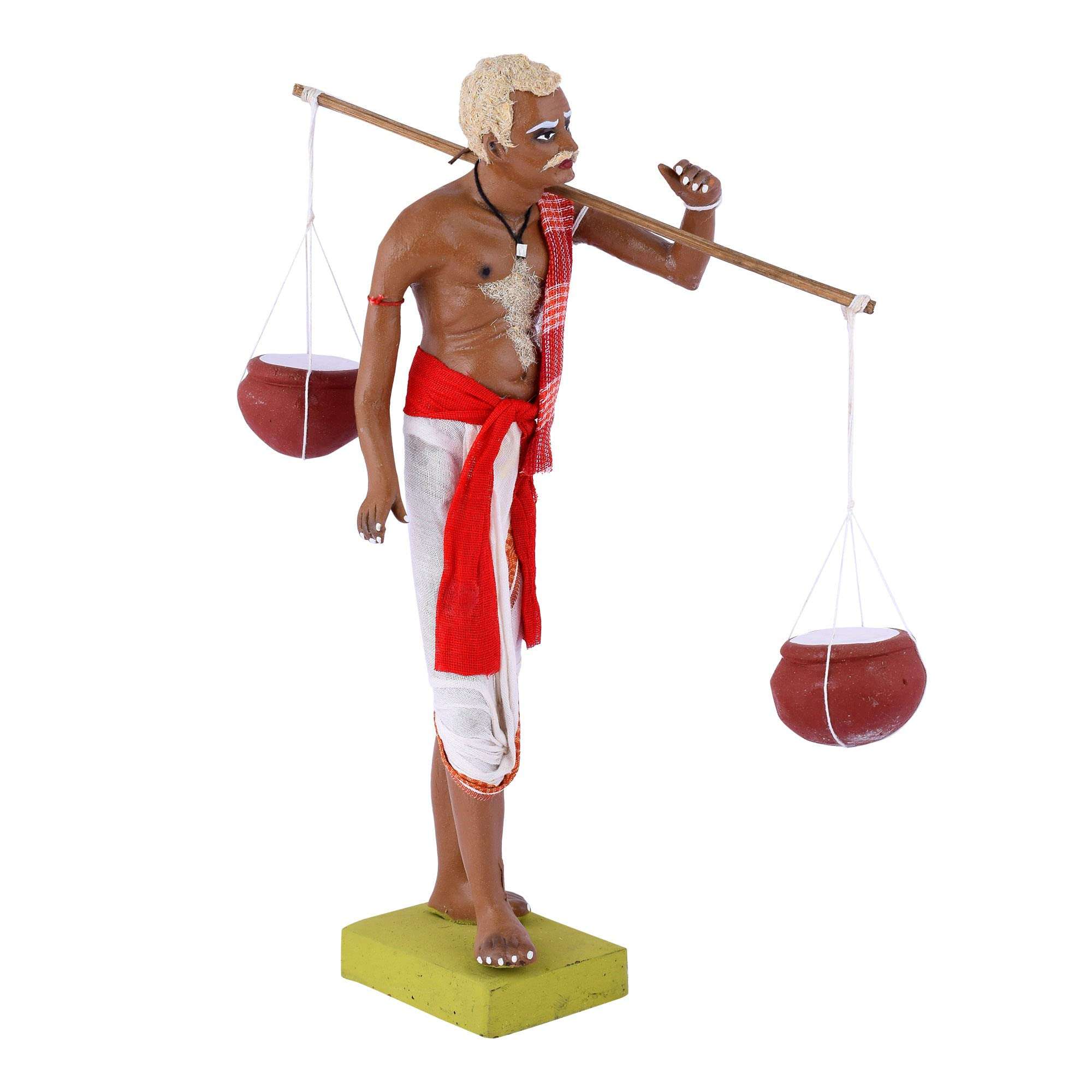 Mere Desh ki Mitti Handmade Clay Old Man Figure Selling Curd Village to Village Figure 11 Inch Gift & Home Décor, Table décor, Traditional Handicraft. 4