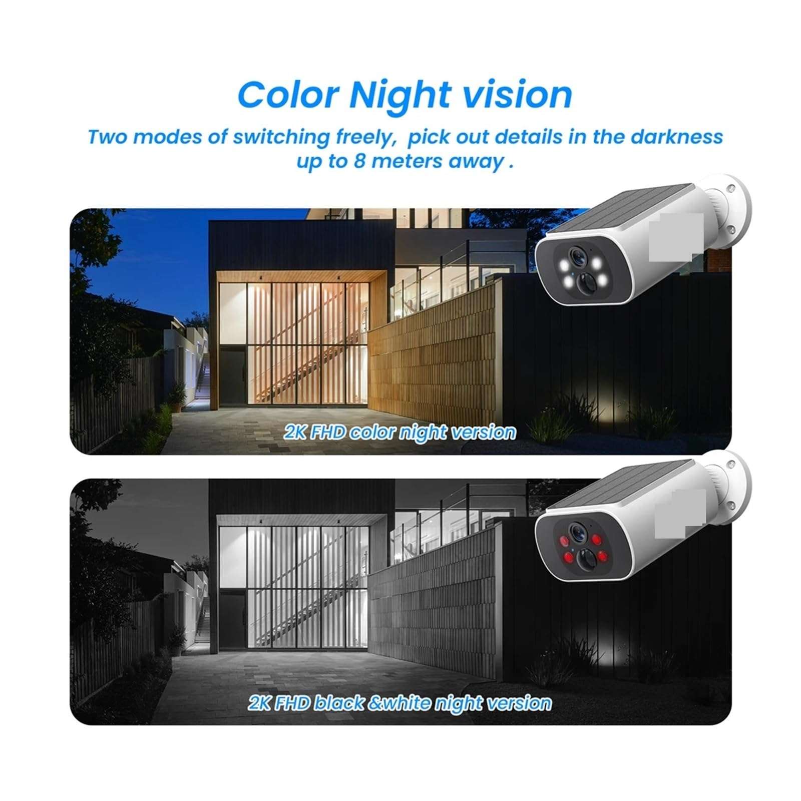 QDVOPHZA 4MP WiFi Solar Battery Camera Kit Surveillance Security System Humanoid Detection Siren Alarm Outdoor Wireless Camera Set 6