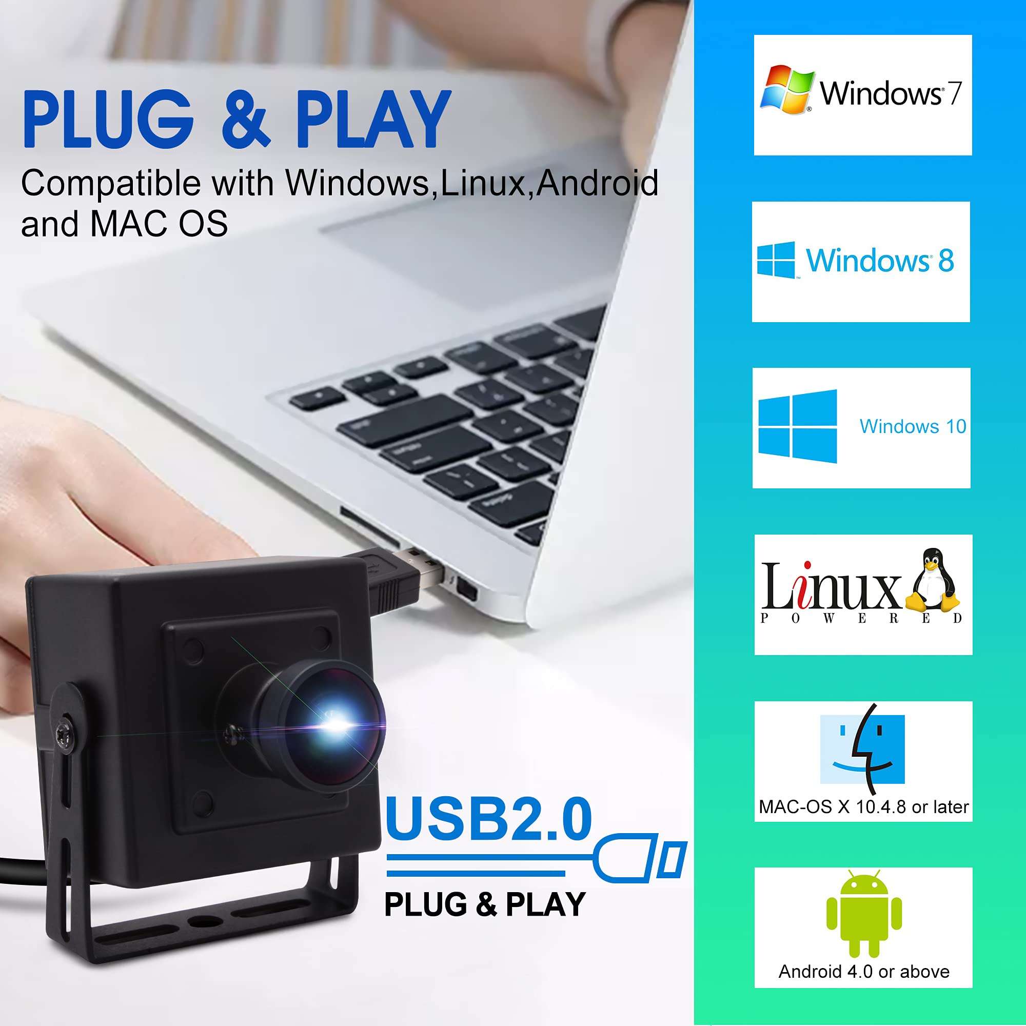 ALPCAM 4K Ultra HD Webcam High Resoulution 2160P USB Camera with 170 Degree Fisheye Lens,IMX317 Sensor USB Camera Support OPENCV for Windows/Linux/OBS/Mac/Raspbeery Pi 6