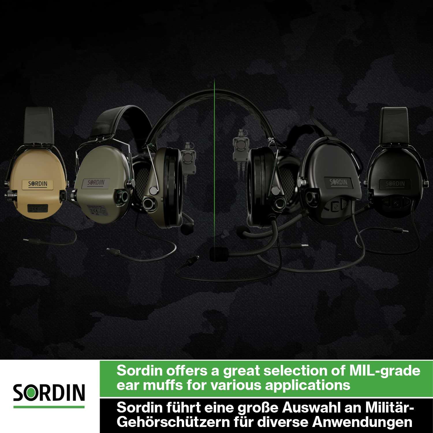 Sordin Supreme MIL CC Slim Active Ear Defenders - Leather Band & Foam Kits - Nexus Radio Downlead - Beige Ear Muffs 5