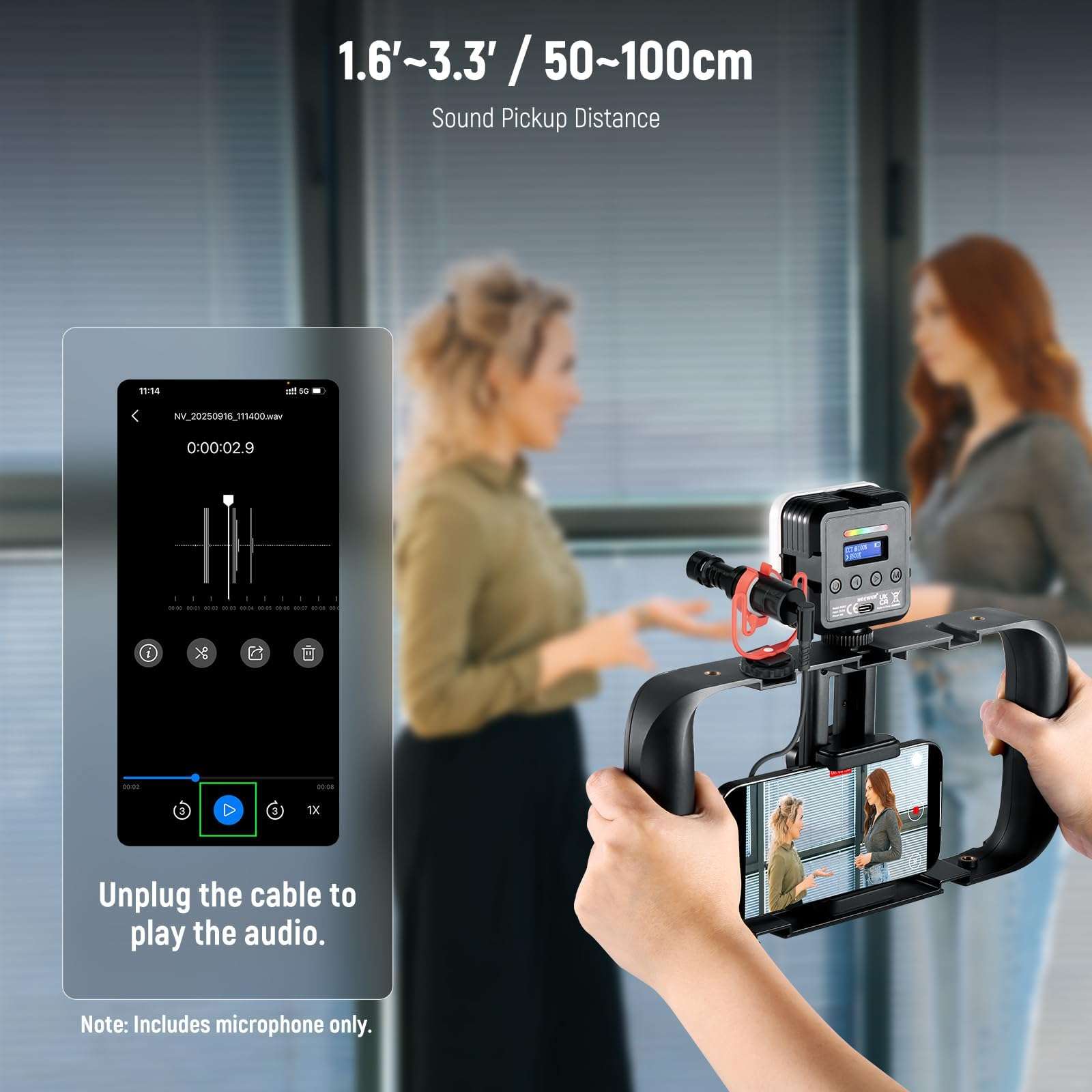 NEEWER Plug & Play Vlog Microphone, 20-20KHz Mini Supercardioid Mic with 3.5mm TRS, USB C OTG Cable, Shock Mount, Windscreen Compatible with iPhone 16 15 14 Samsung S24 Android Tablet Mac Camera, VM10 6