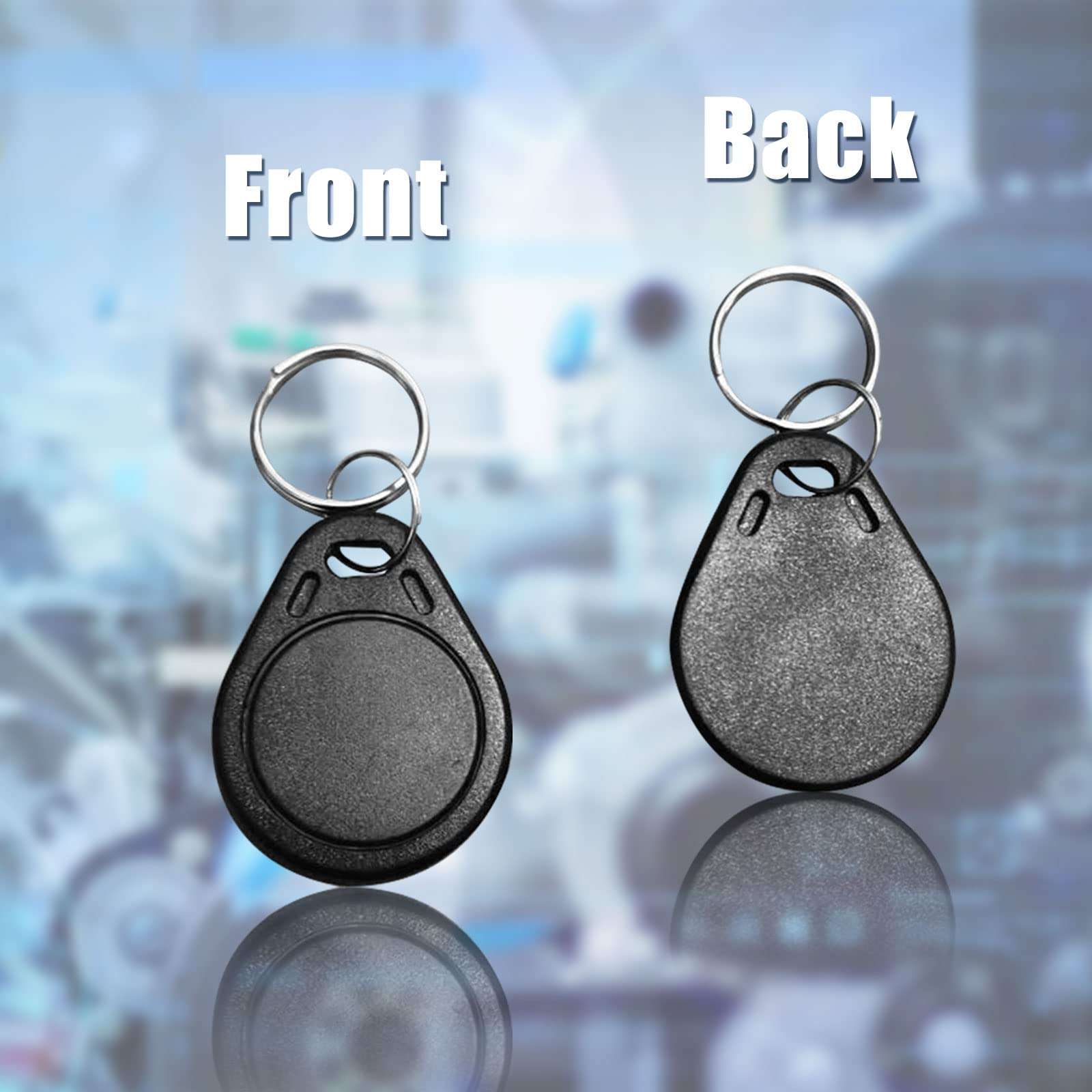 RFID Key Fobs 125KHz 50 PCS, T5577 Proximity ID Tag Rewritable Keypad Card Door Lock Entry Access Control System Fob Tag Wholesale (Black) 4