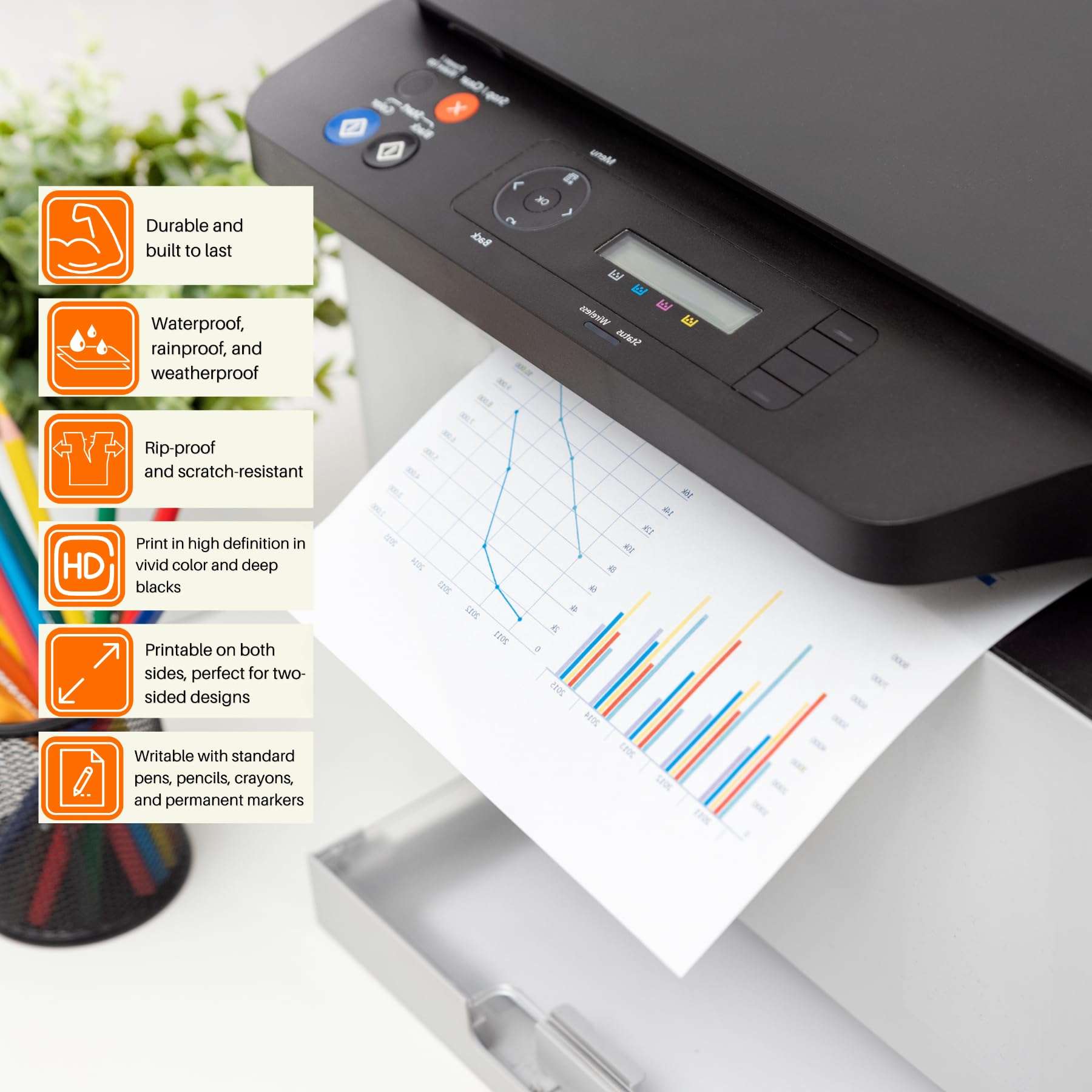 TerraSlate Premium Waterproof Laser Printer Copy Paper, 8.5" x 11", 8 Mil Rain, Weatherproof, 50 Sheets 3