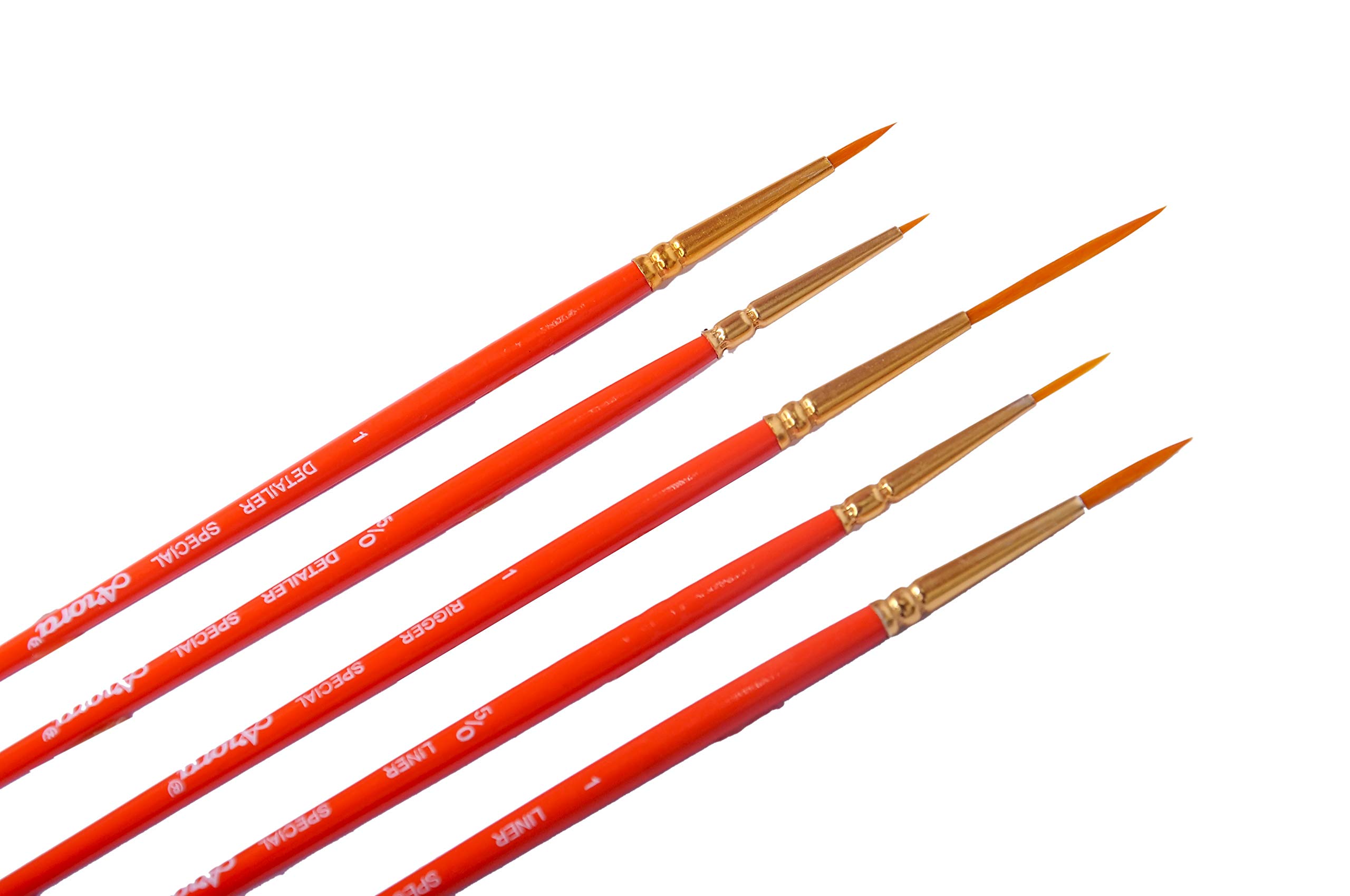 Art Pavilion - Fine Detail Art Brushes - Detailer & Liner Brushes - Set of 5 Brushes for Oils, Acrylics and Watercolours