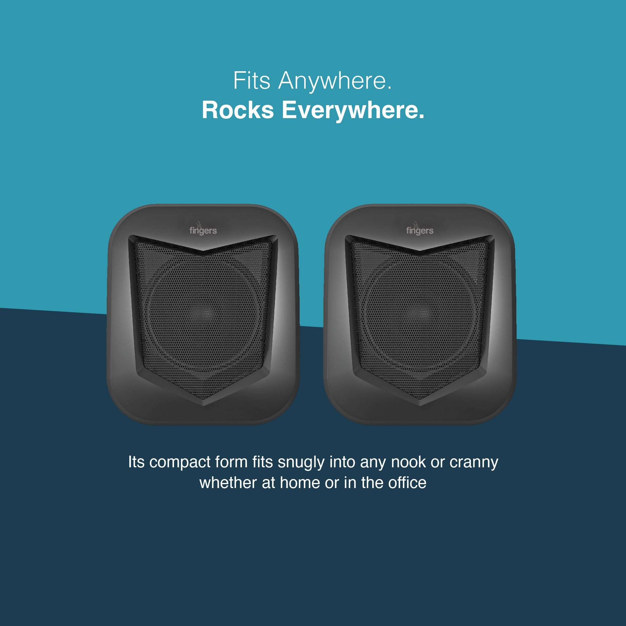 FINGERS DeskSound 2.0 USB Powered Multimedia 2.0 Speakers with Inline Volume Controller and Simple Plug-n-Play (Midnight Black) 6