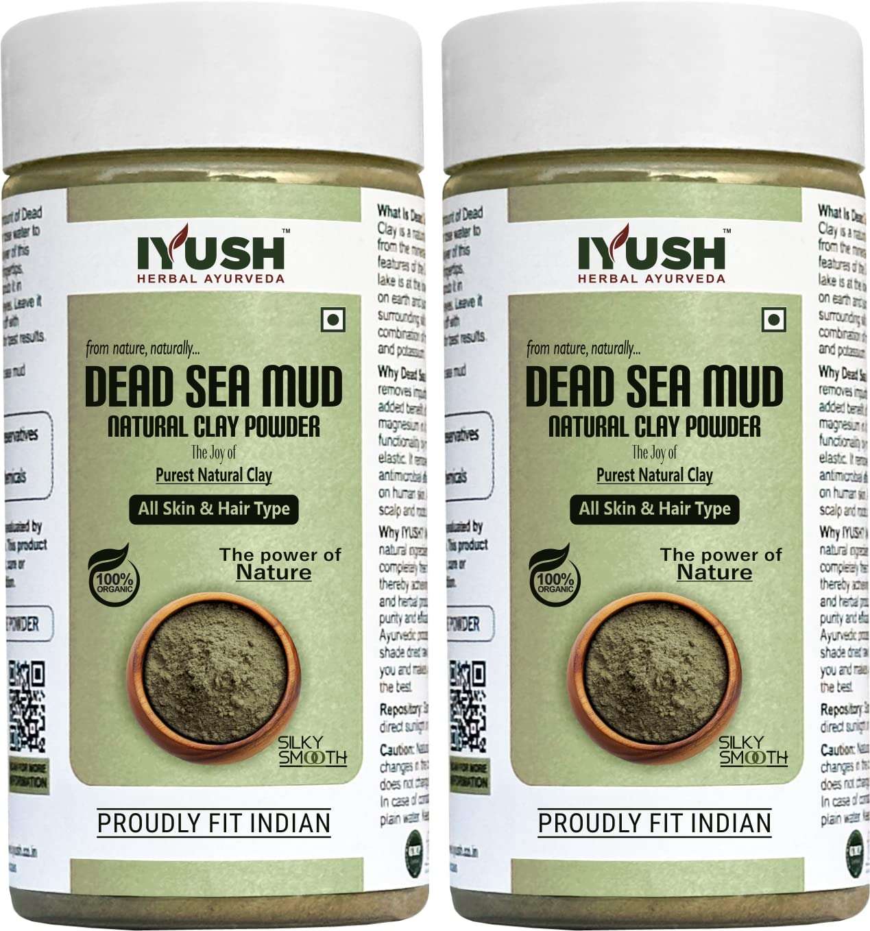 IYUSH Herbal Ayurveda Dead Sea Mud Powder – 800gm | Dead Sea Mud Mask Powder | Mud Pack for Face | Clay for Masks | Clay Powder for Face | De Tan Pack to Open Pores | Clay Mask Powder | 400gm each 1