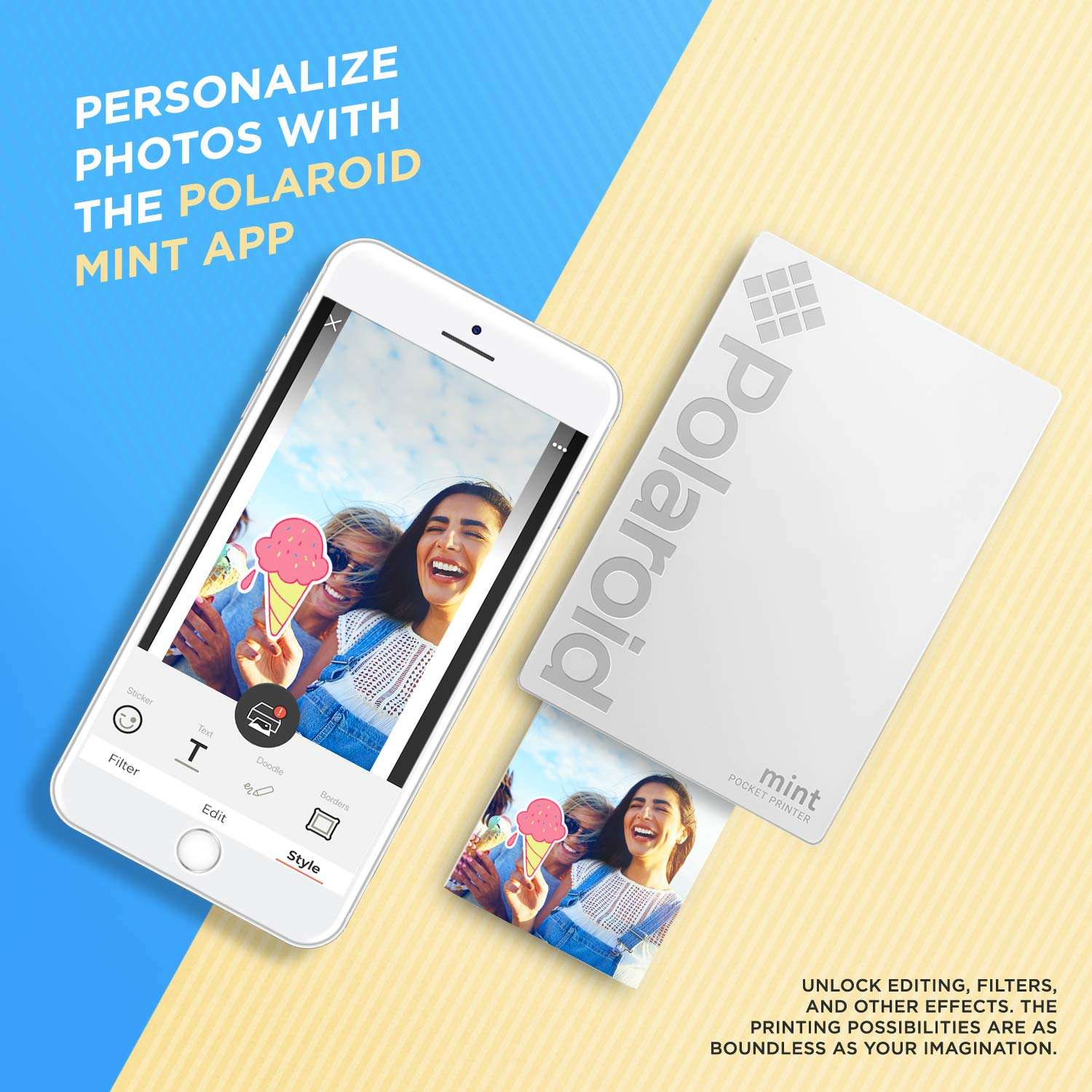 Zink Polaroid Mint Pocket Printer W/ Zink Zero Ink Technology & Built-In Bluetooth for Android & iOS Devices - White 5