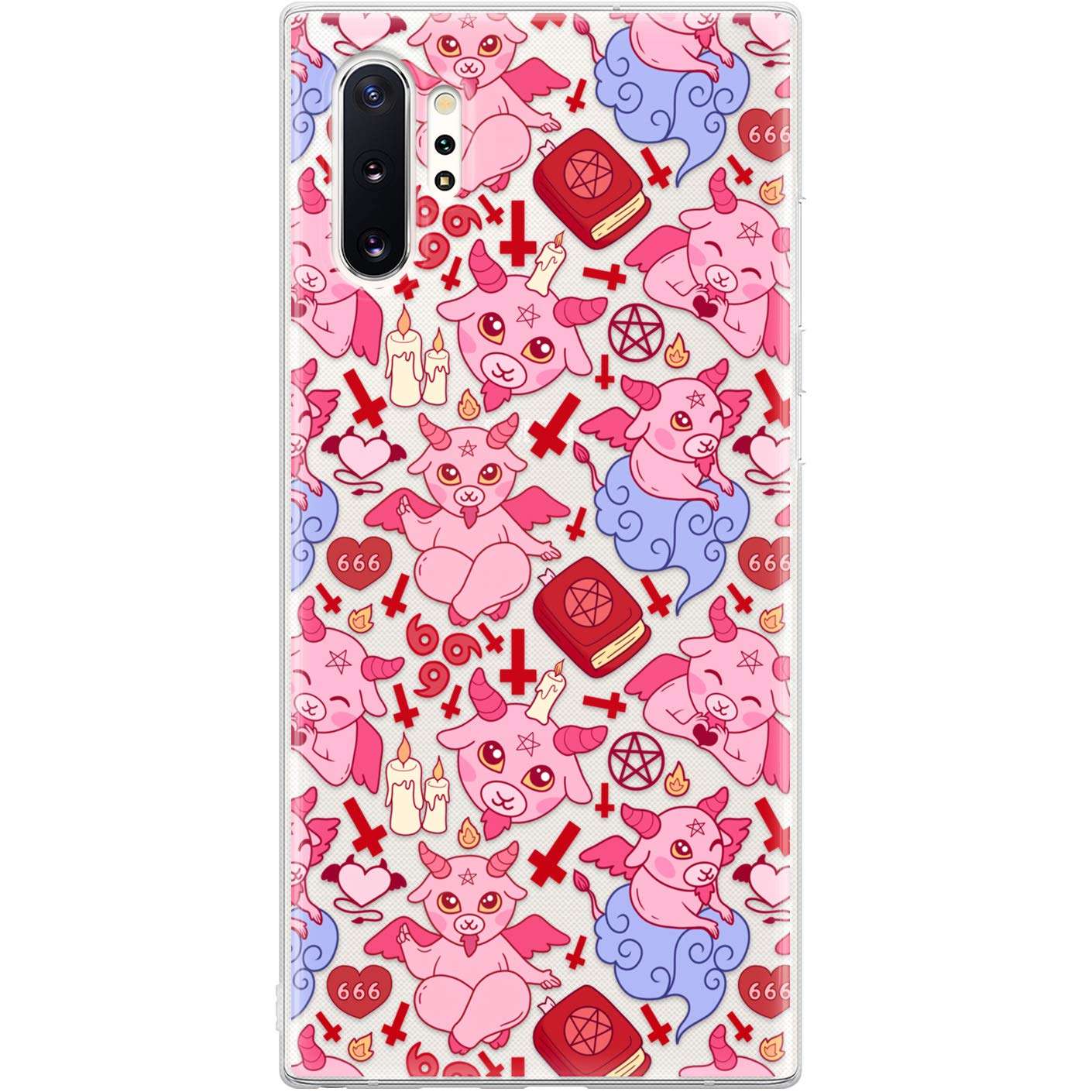 Lexary Altern TPU Case Compatible with Samsung Galaxy A72 A71 5G A70 A51 A50 A20 A11 A01 Occult Print Kawaii Satan Protective Slim Cute Baphomet Silicone Cover Clear Flexible Latin Cross Baby phh354 1