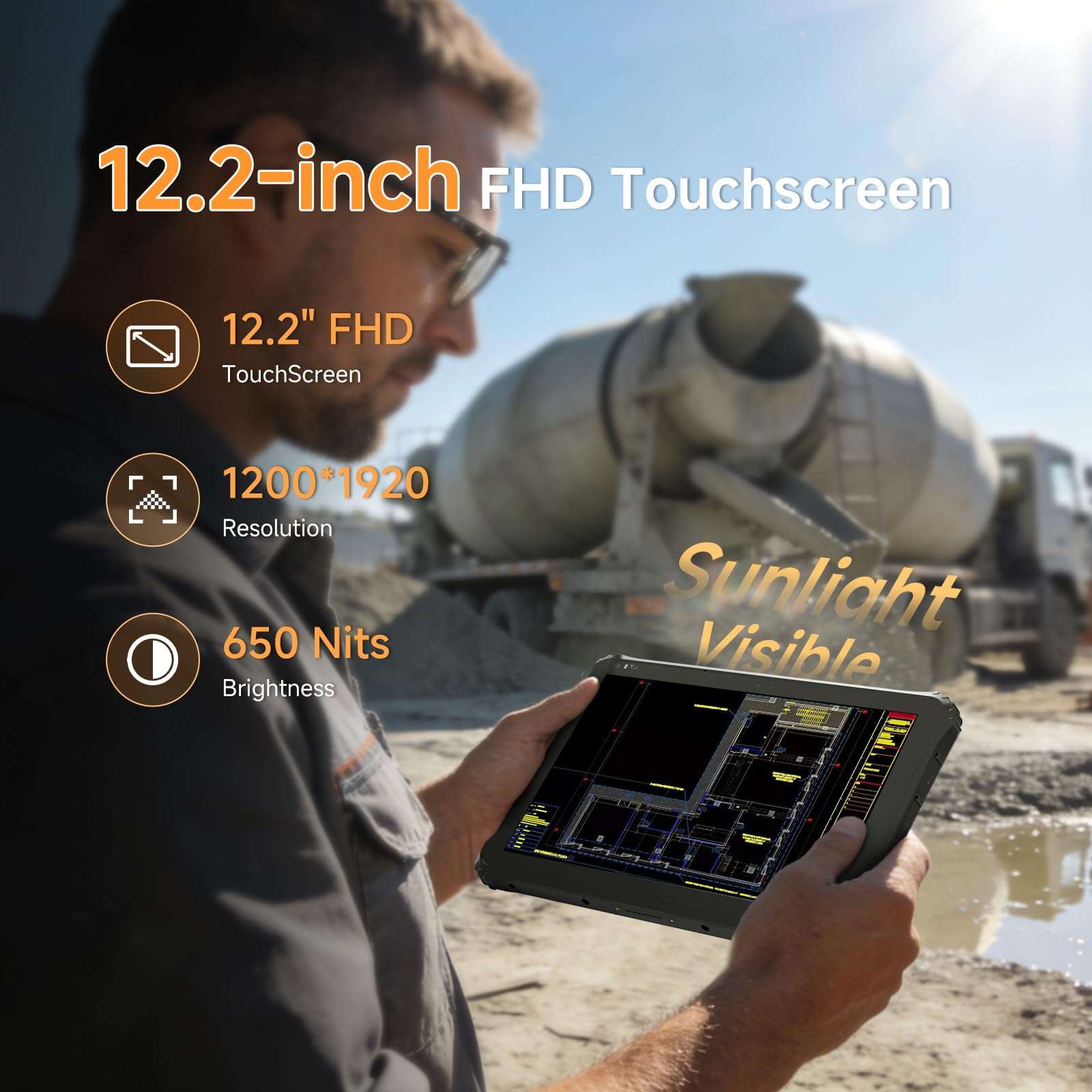 Arrvel Rugged Tablet with Barcode Scanner I22J 2 in 1, 12.2 inch Windows 11 Pro with HW N4680 Scan Engine, 1D/2D Inventory Scanner, 8GB+128GB Industrial Tablet for for ERP WMS,Warehouse,Retail 5