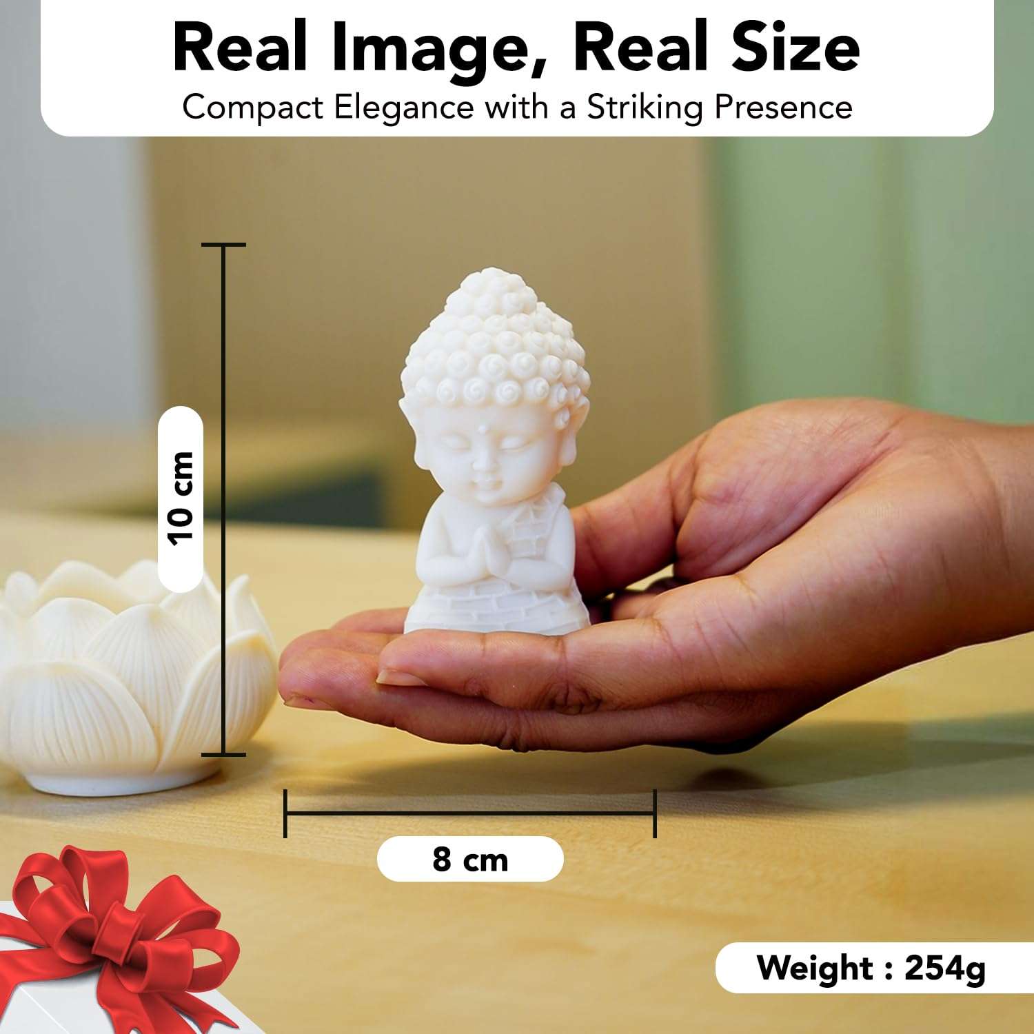 Ekhasa Nostrae Buddha with Lotus Show Pieces for Home Decor Living Room Decor Items | Cute Showpieces Gift Item for Decoration | Serene Center Table Tv Showcase Office Interior Statue Figurines 4