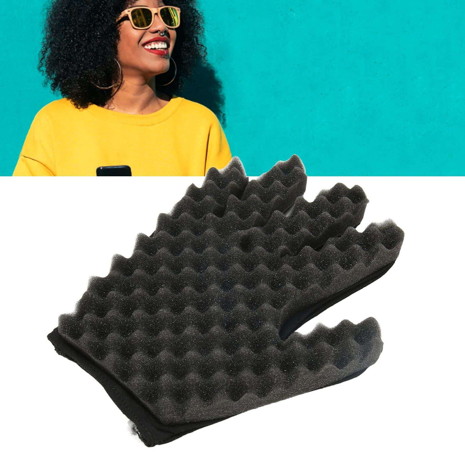 Hair Sponge Glove, Magic Curly Barber Curling Sponge Glove, Afro Coil Flexible Portable Hair Sponge, Brush Styling Tool Hair Brush Sponge Glove, 6