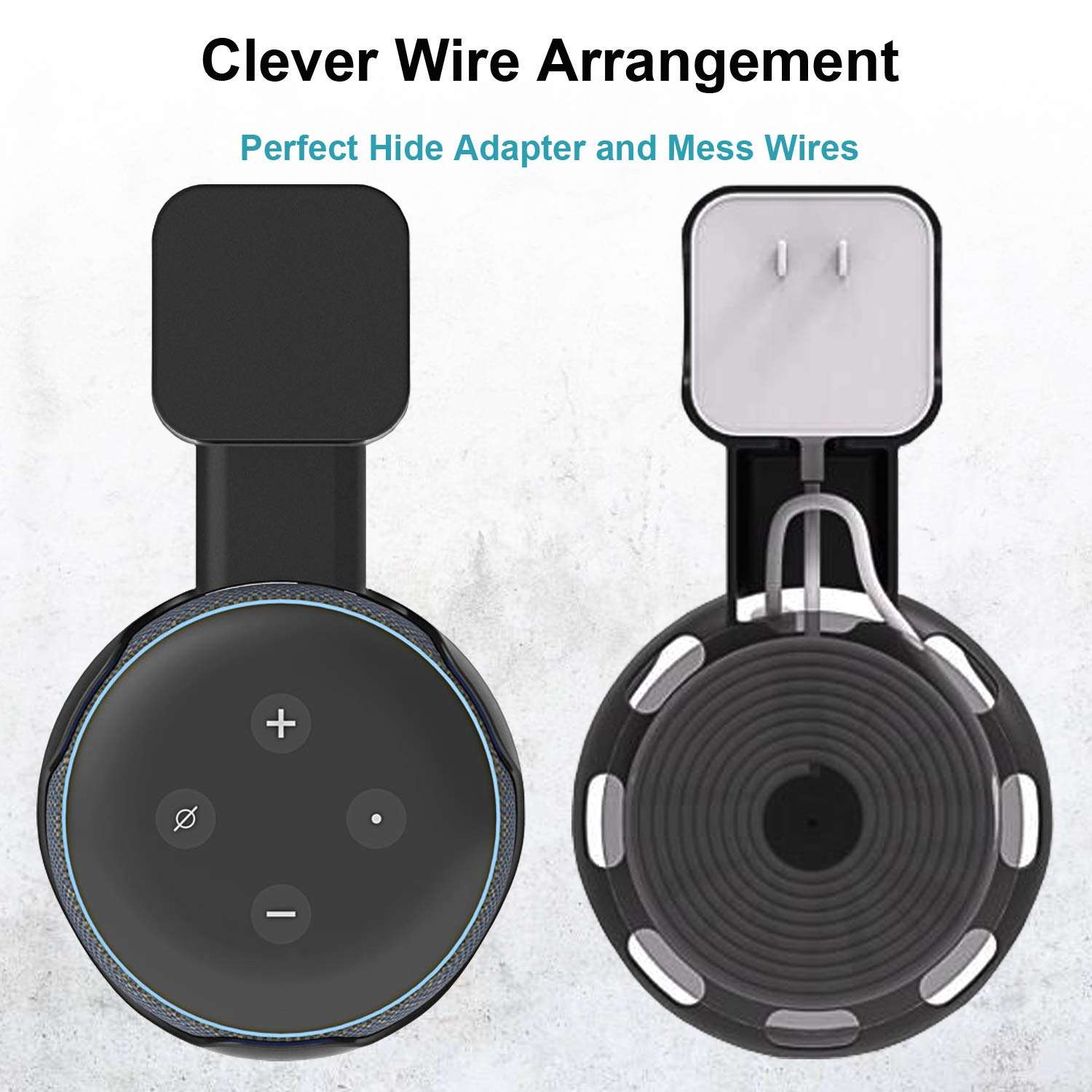 MTSmart Outlet Wall Mount Holder Stand for (3rd Gen) Smart Home Speaker, Clever Hide Both Adapter and Wires, Screwless, Space Save Accessories Hanger Bracket Case (Black, 1) 5