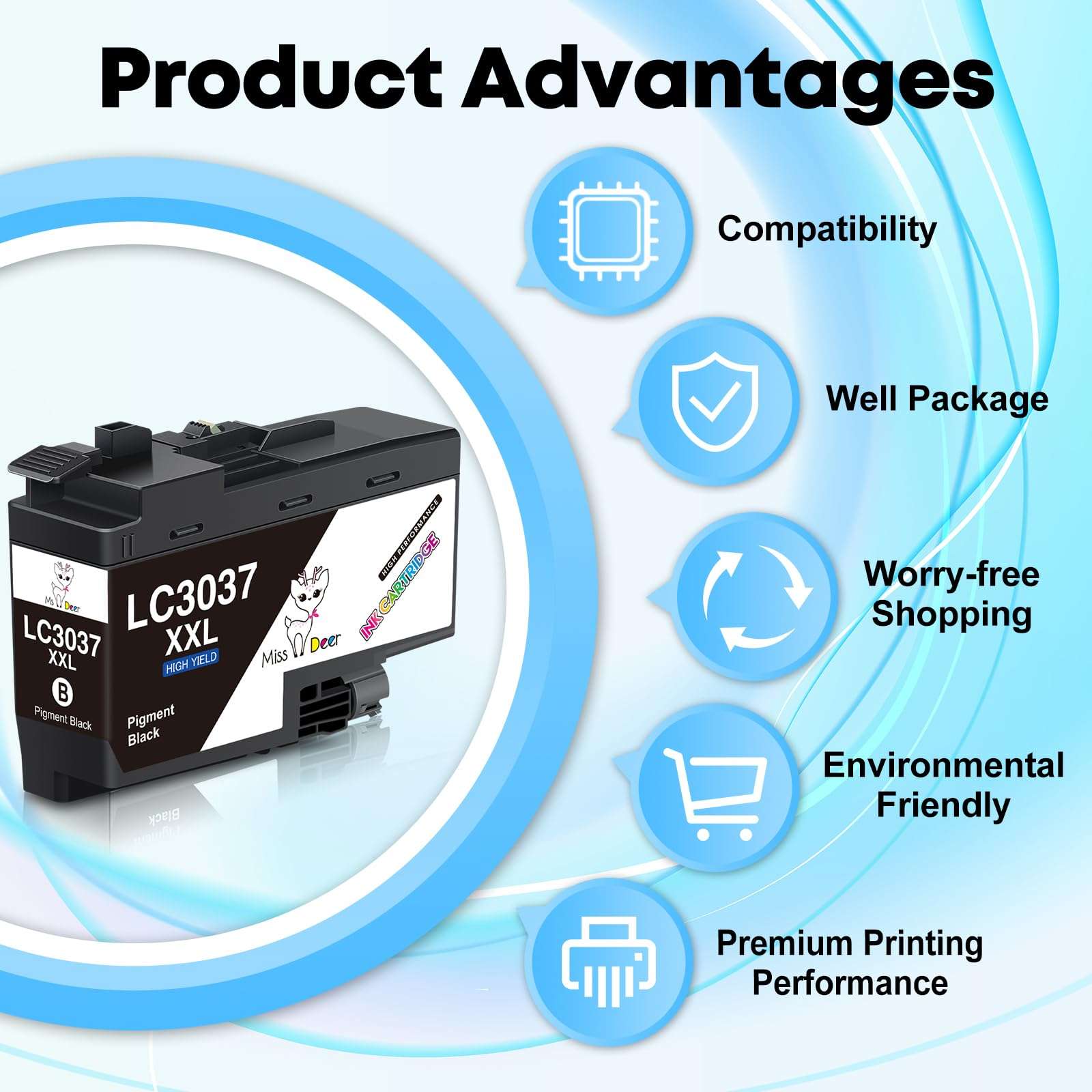 Miss Deer Compatible Ink Cartridge Replacement for Canon PGI-280XXL CLI-281XXL 280 XXL 281 XXL for PIXMA TR7520 TR8520 TS6120 TS6220 TS8120 TS8220 TS9120 TS9520 TS6320 TS9521C Printer 5