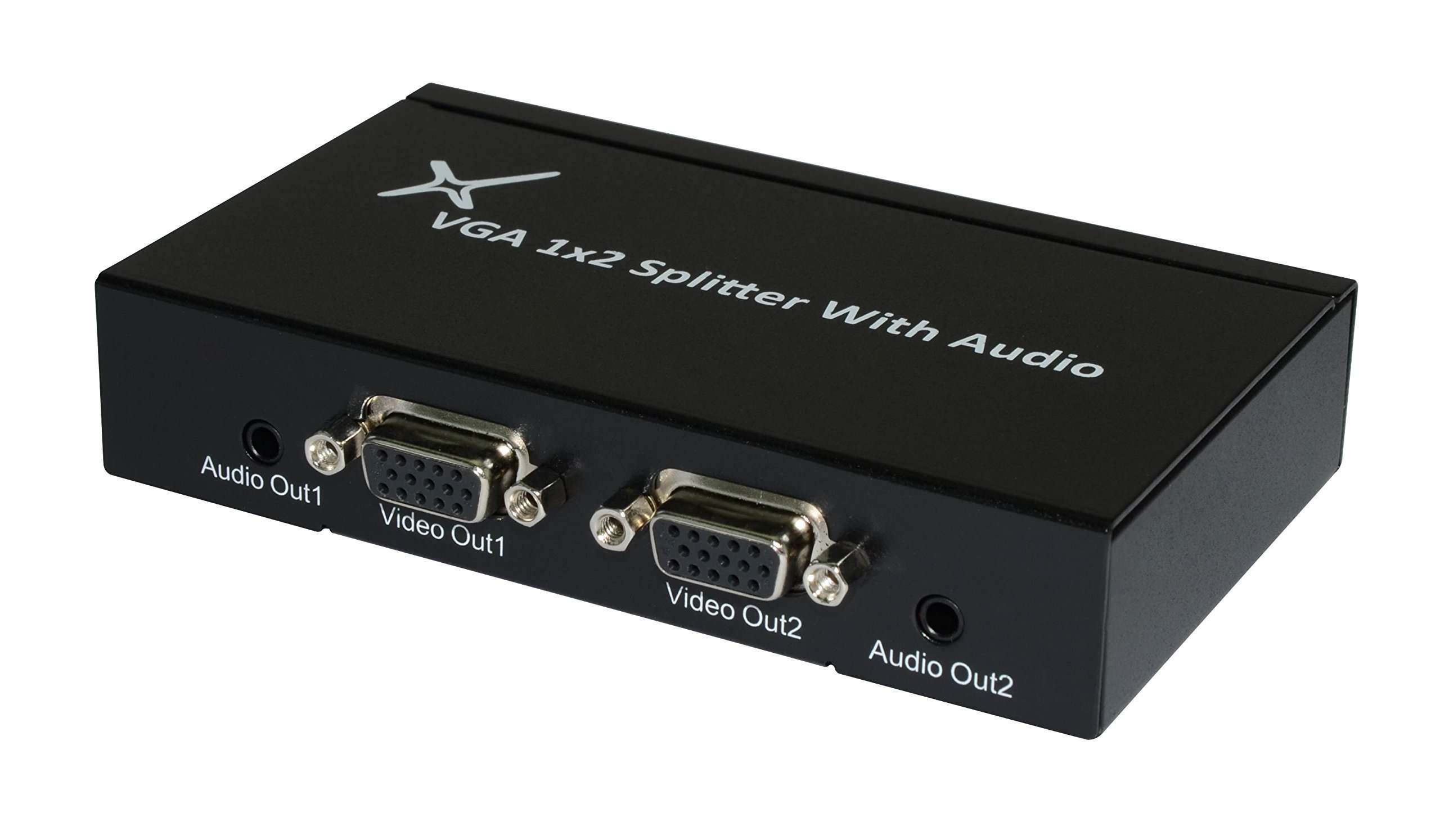 XtremPro VGA Splitter 1x2 Ports, 1 in 2 Out, 15 Pin W/ 3 Audio Ports, Resolution Up to 1920x1200 & 1080P, Amplifier Bandwidth to 500MHz for PC, TV Monitor Projector Screen Sharing - Black (41138) 2