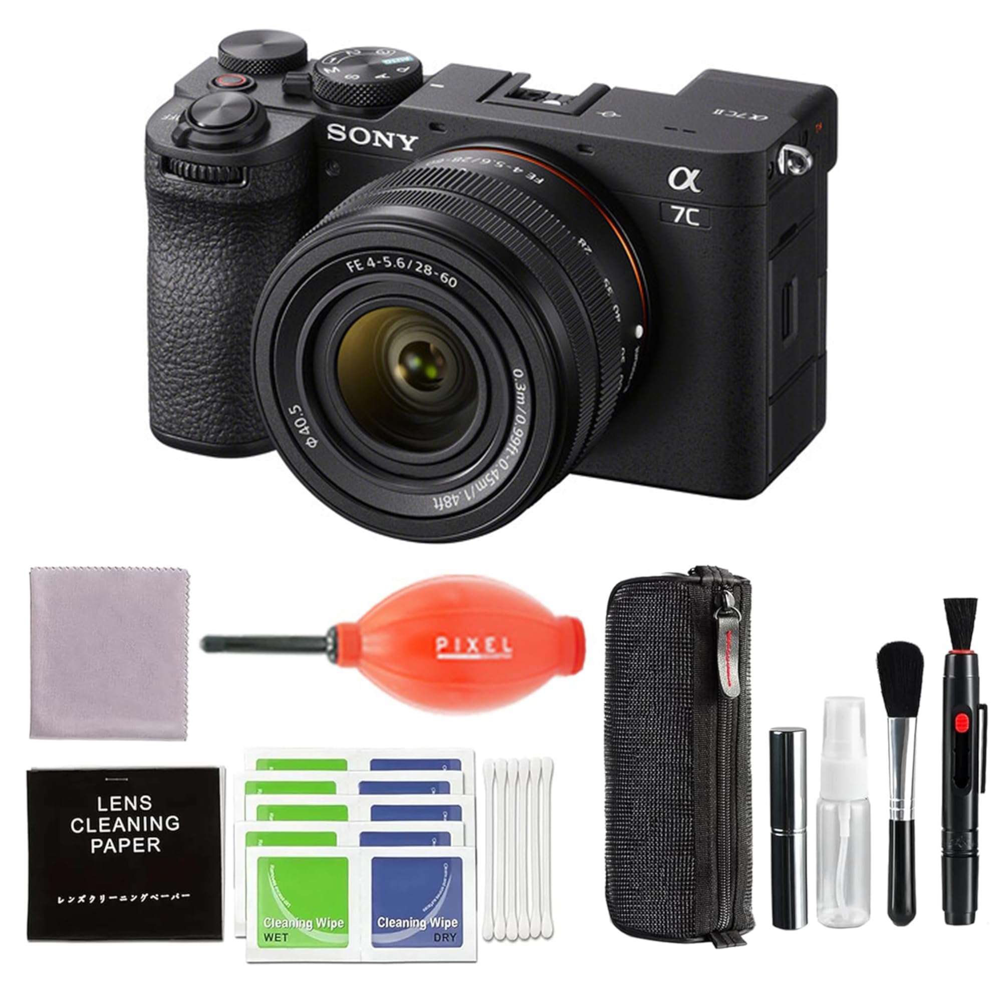Sony Alpha 7C II Full-Frame Camera with 28-60mm Lens (Black) Bundle with Pixel Advanced Accessories | a7C II with Lens Kit 1
