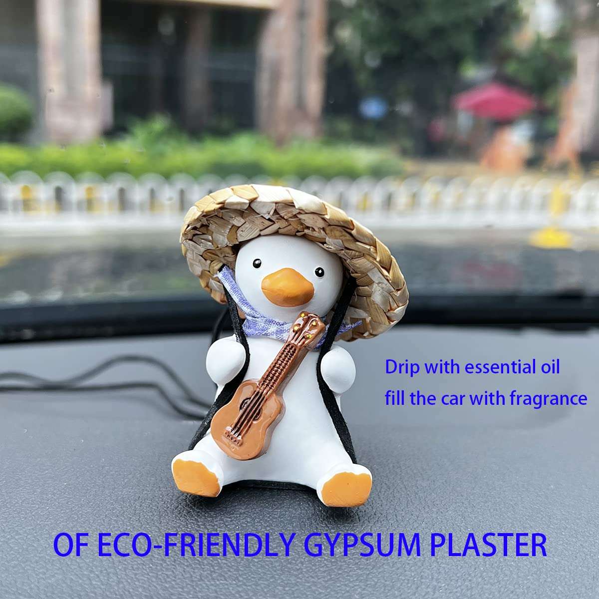 Swinging Duck Car Hanging Ornament, Cute Car Hanging Blue Tie, Violin, Pink Backpack Accessories for Rear View Mirror, Car Pendant Duck Hanging Swing 6