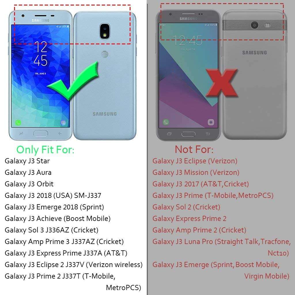 GORGCASE CASE Compatible with Galaxy J3 2018,J3 Eclipse 2/J3 Orbit/J3 Achieve/Express Prime 3/J3 Prime 2/Amp Prime 3 with Screen Protector,Slim Teen Girls Women Protective Cover Marble Purple Light 5