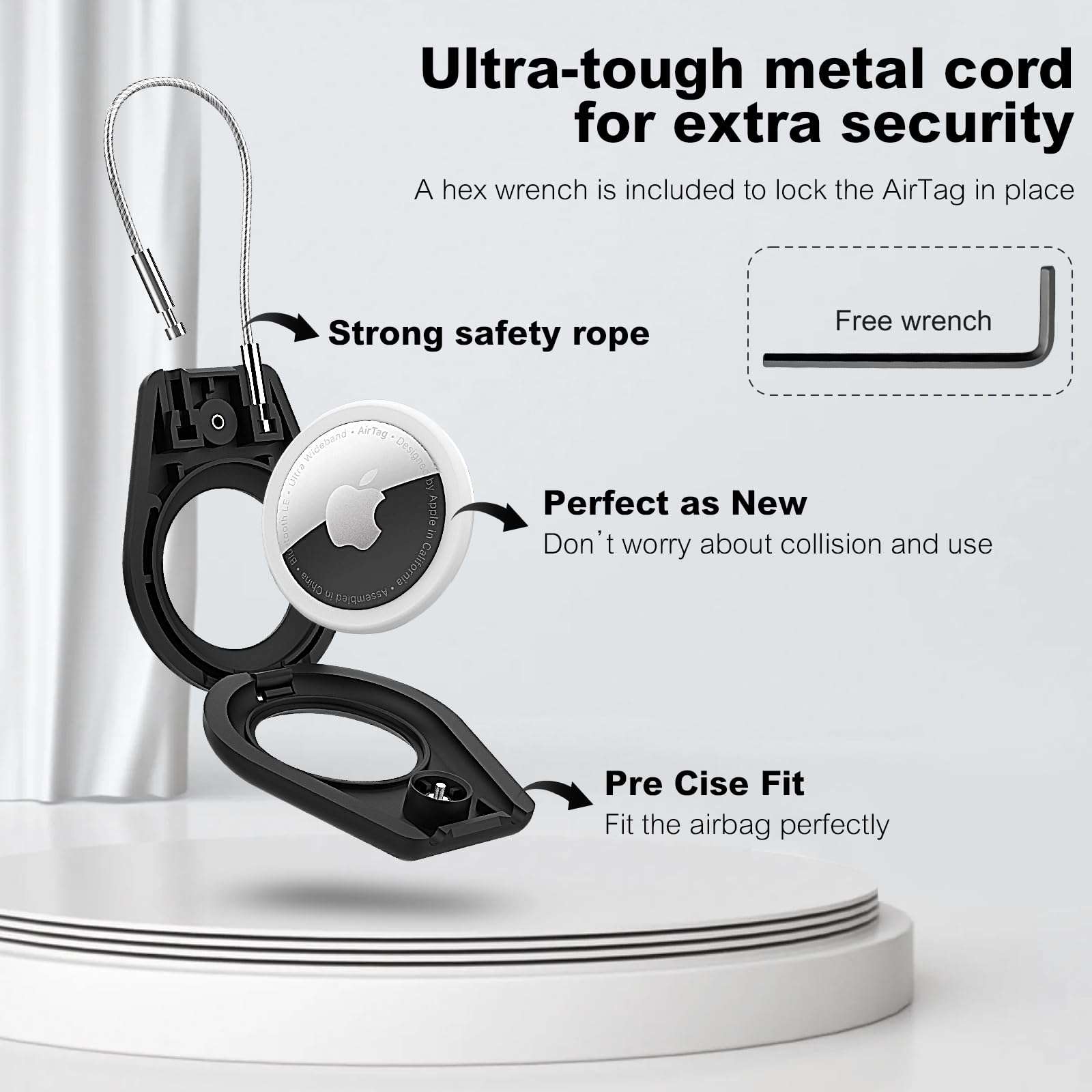 QYQa 2Pack Airtag Lock Case and Air Tag Holder with Wire Cable,Compatible with Apple AirTag to Protect Air Tags,for Keys,Luggage,Bags,Kids and More 4