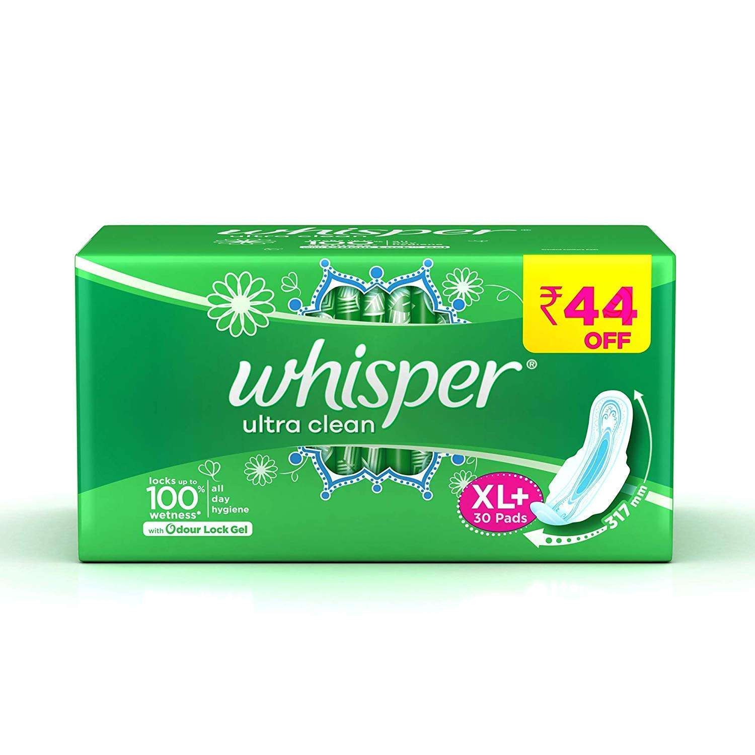 Whisper Ultra Clean XL with Odour Lock Gel Sanitary Napkins (120 Pads) 3