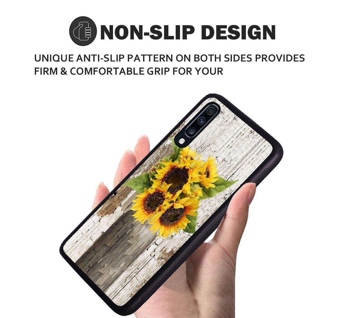 Galaxy A10E Case, Slim Anti-Scratch TPU Rubber Protective Case Cover for Samsung Galaxy A10E (2019) - Rustic Floral Country Farmhouse Sunflower 3