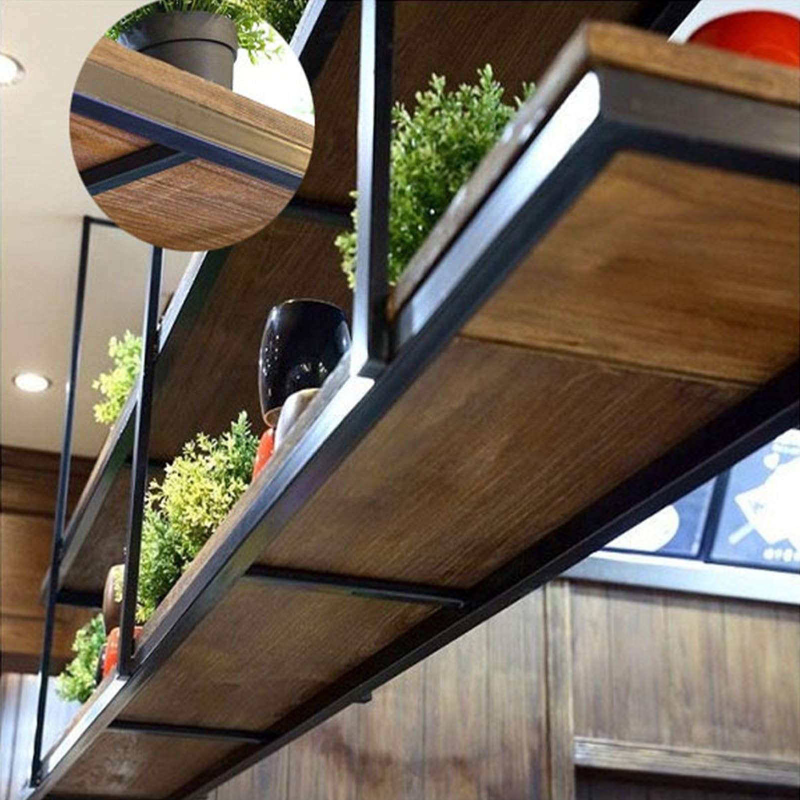 GFRWKCEX Wine Rack Flower Plant Hanging Stand - Metal Iron Ceiling Display Shelf, 2 Tier Floating Decorations Holder, Bar Counter Decor Shelving(110x30x80cm) 6