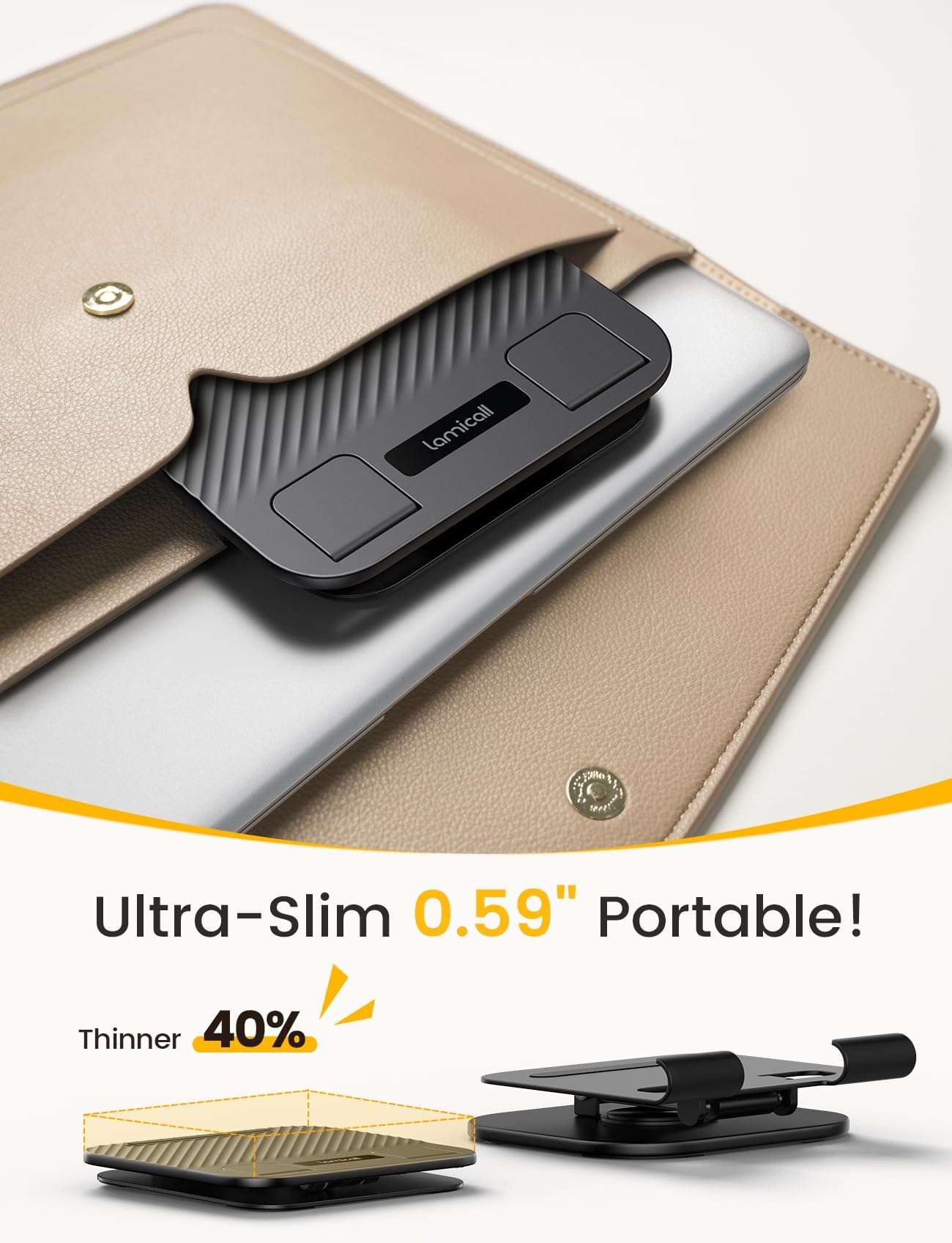 Lamicall Adjustable iPad Stand for Desk - [Ultra-Slim Foldable][360°Rotation] Tablet Stand with Heavy-Duty Base, Tablet Holder Gifts for 4.7-13" Devices, 2025 iPad Pro Air Mini, Kindle, iPhone 17 Pro 5