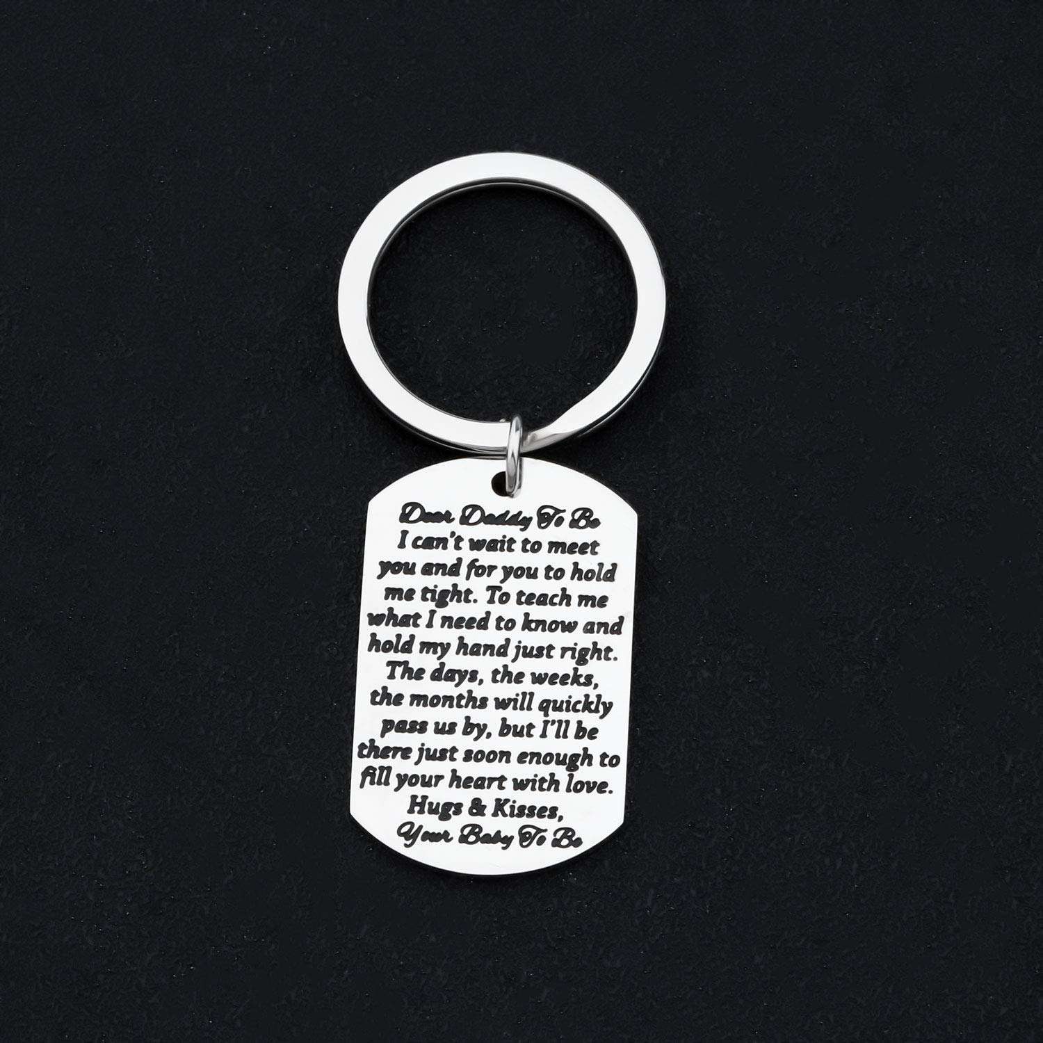 BAUNA Daddy to Be Keychain New Dad Gift Baby Birth Pregnancy Announcement Gift for New Dad Father to Be Jewelry (Daddy to Be Keychain) 3