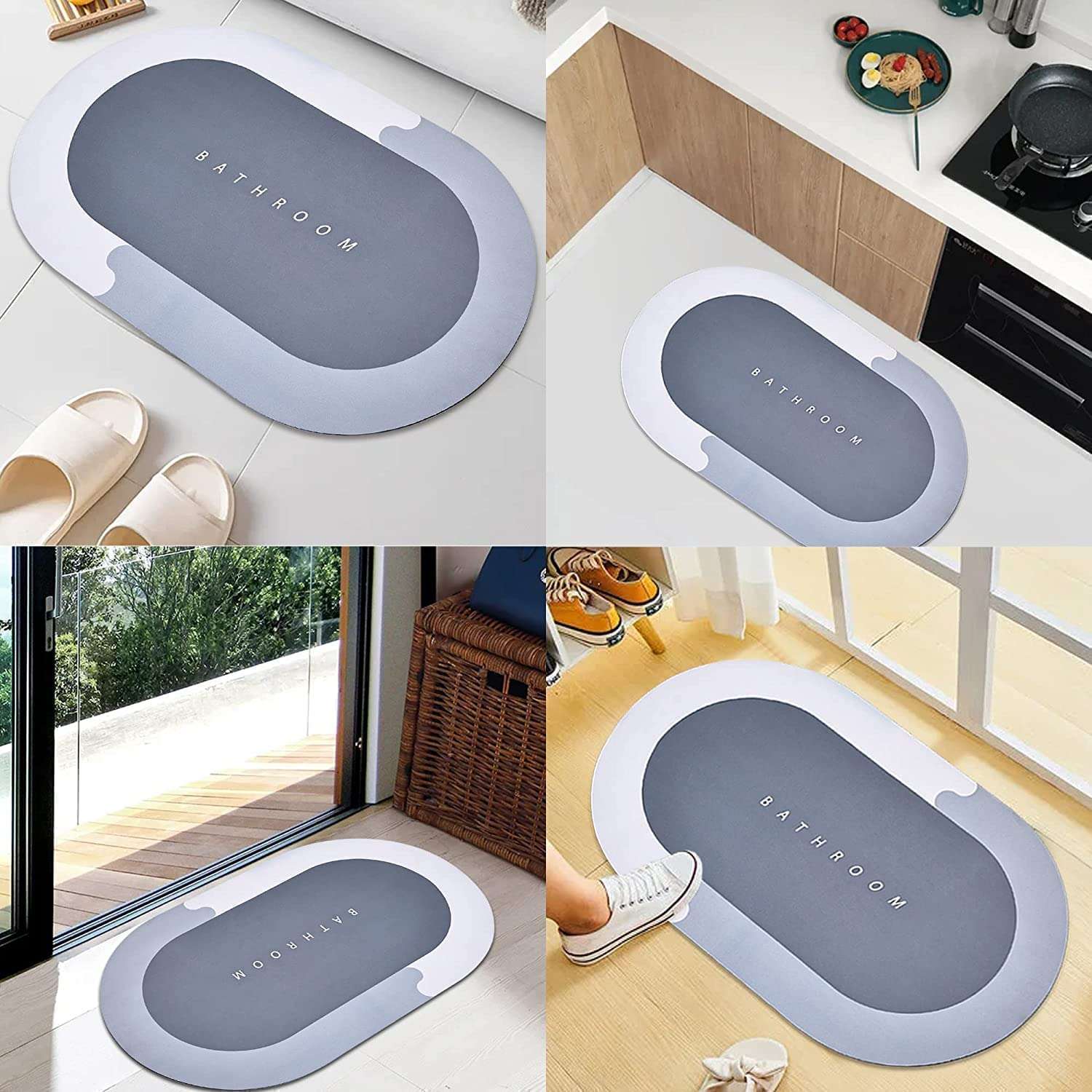 Bathroom mat Water Absorbent mats Diatomite Door Mat Anti-Slip Bath Mat Quick Drying Absorbent mat for Home, Kitchen 4