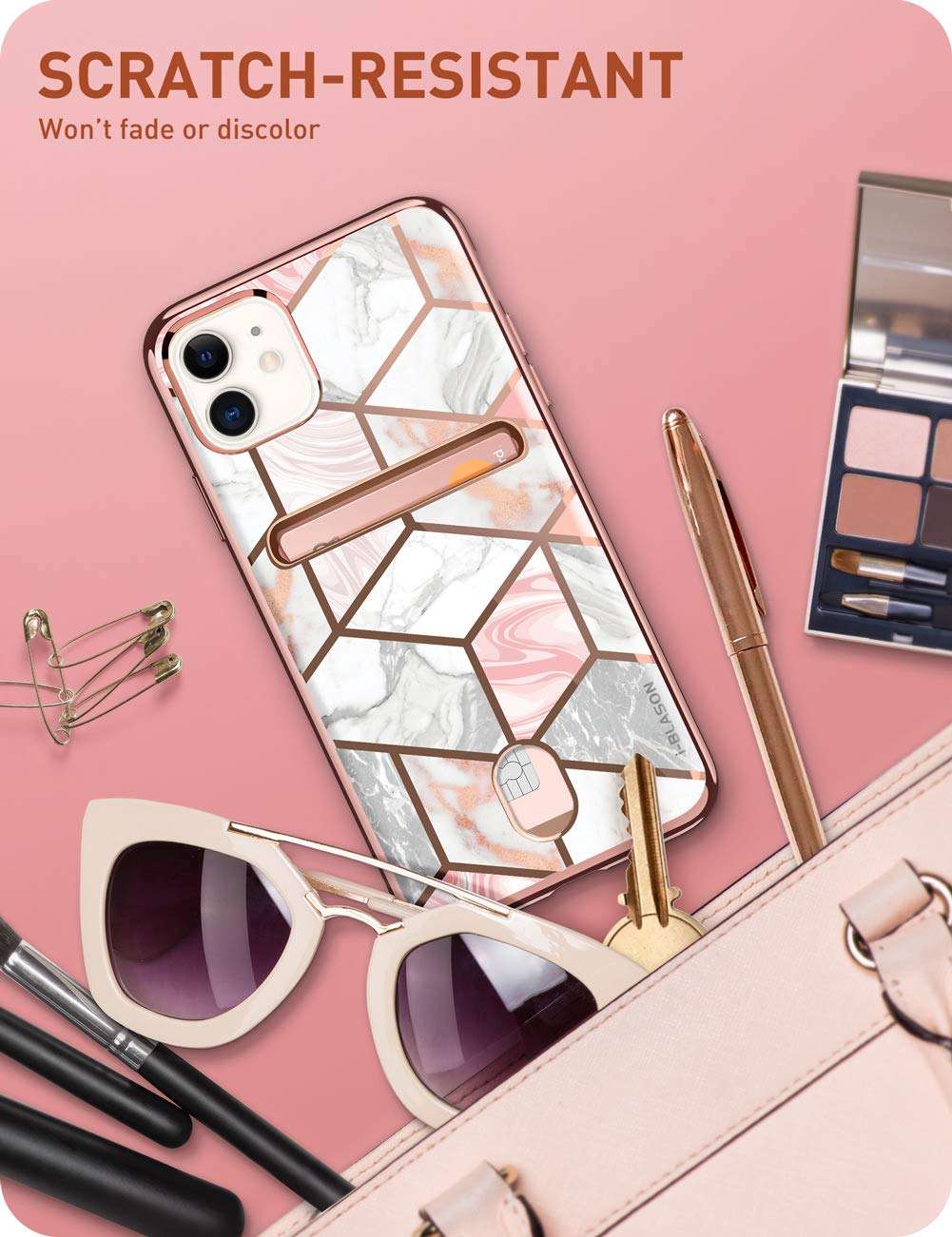 i-Blason Cosmo Wallet Slim Designer Wallet Case for iPhone 12 Mini (2020), 5.4", Marble 4