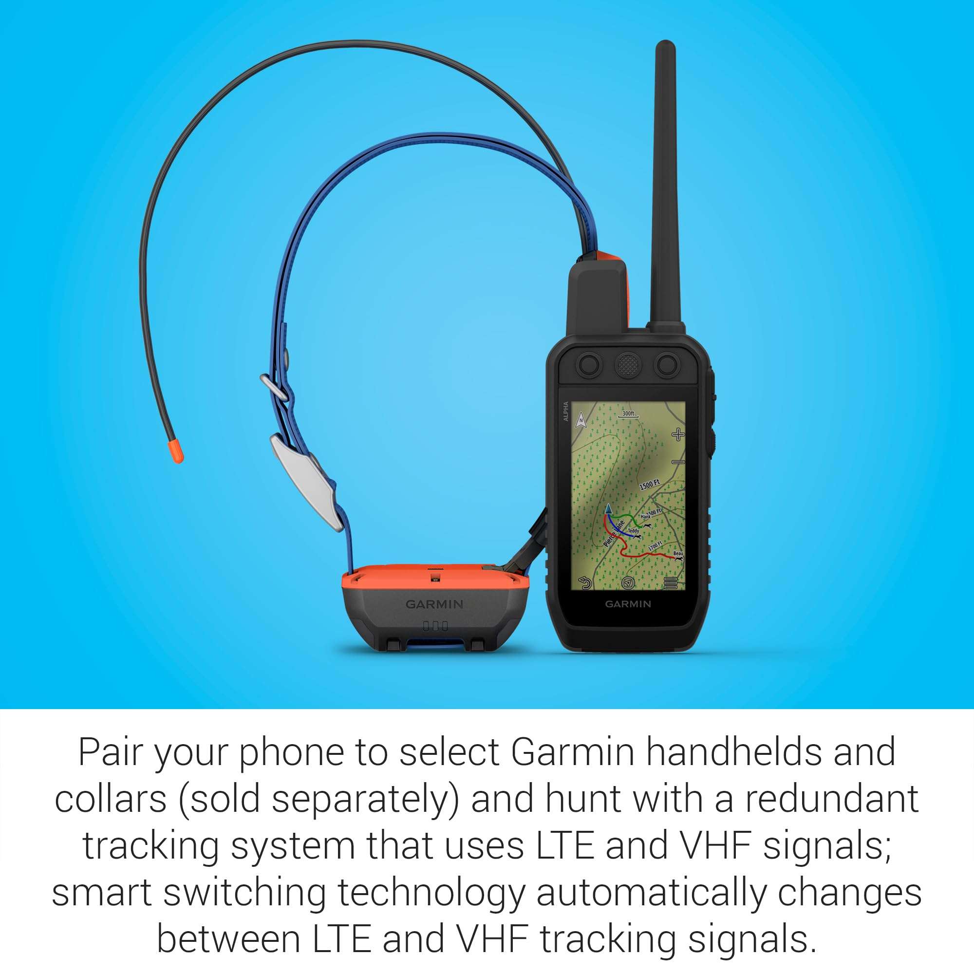 Garmin Alpha® LTE, Cellular Technology Dog Tracker, See Your Dog's Movements On Your Compatible Smartphone or Integrate it with Your Garmin Dog Tracking System to Track via VHF or LTE 6