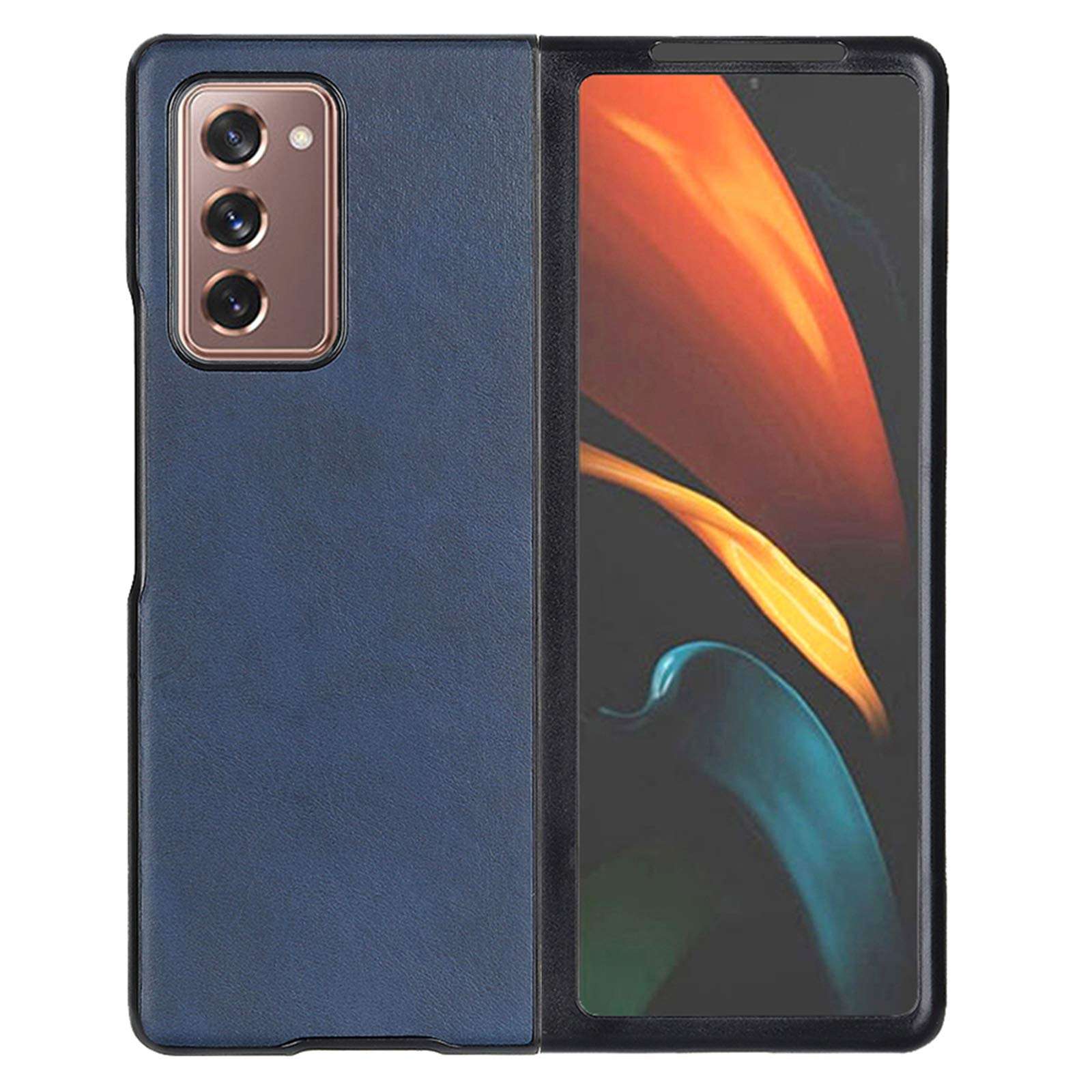 Compatible with Galaxy W21 Phone Case,Front + Back Cover Cases for Samsung Galaxy Z Fold 2 5G PU Hard Cover Protective Bag Pouch (Blue) 1