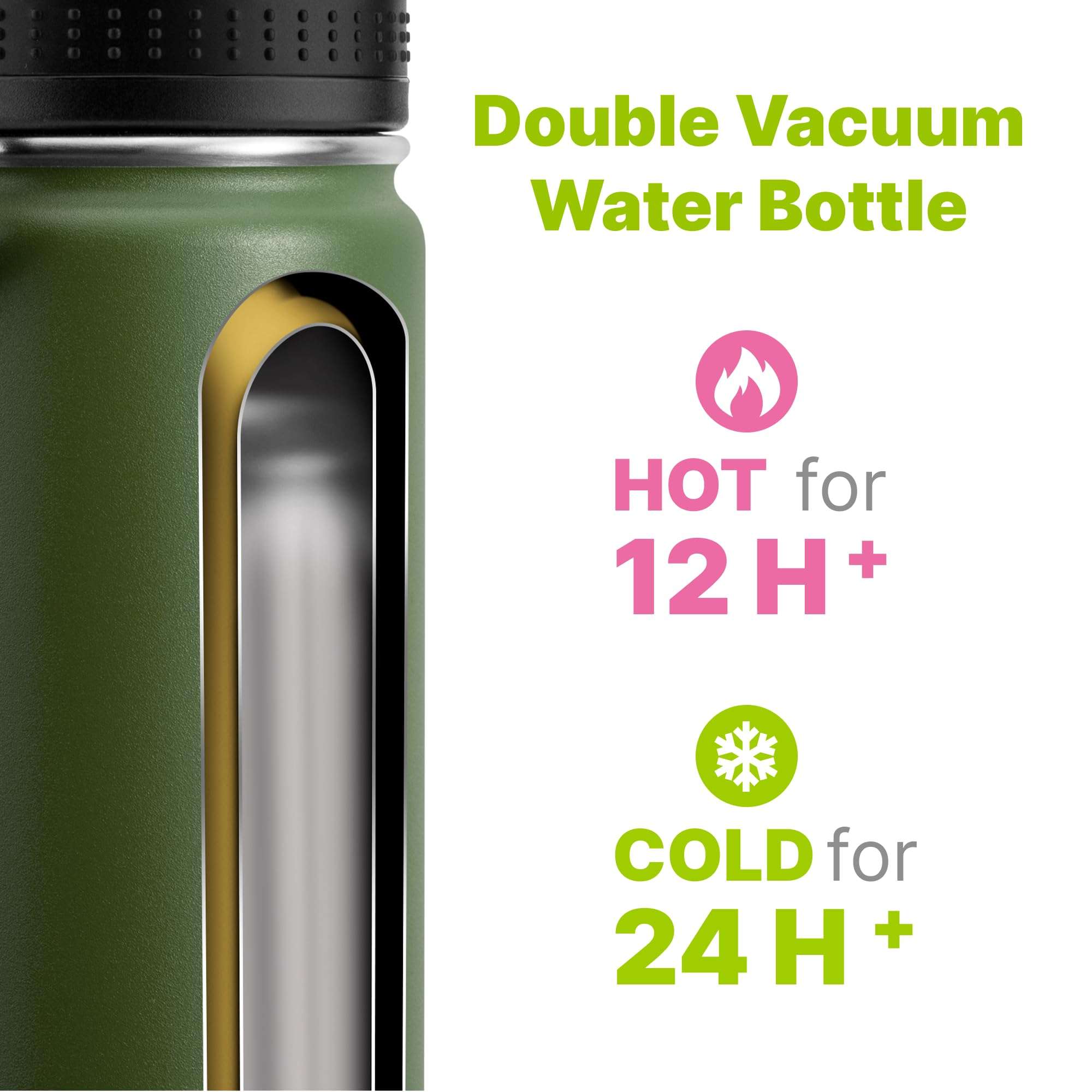 Mollcity Insulated Water Bottle 2 Pack-16 oz Stainless Steel Vacuum Sports Water Bottle Wide Mouth Flask with Leakproof Spout Lid (Navy-Grass Green) 6