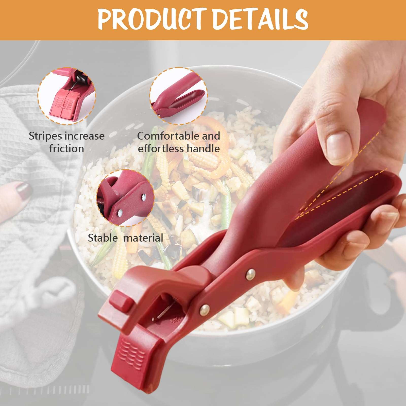 2 Pcs Hot Plate Gripper, Multi-Purpose Anti-Scald Bowl Holder Clip, Hot Bowl Holder, Pan Anti-Scalding Plate Gripper Clips Tongs Clamp for Kitchen 5