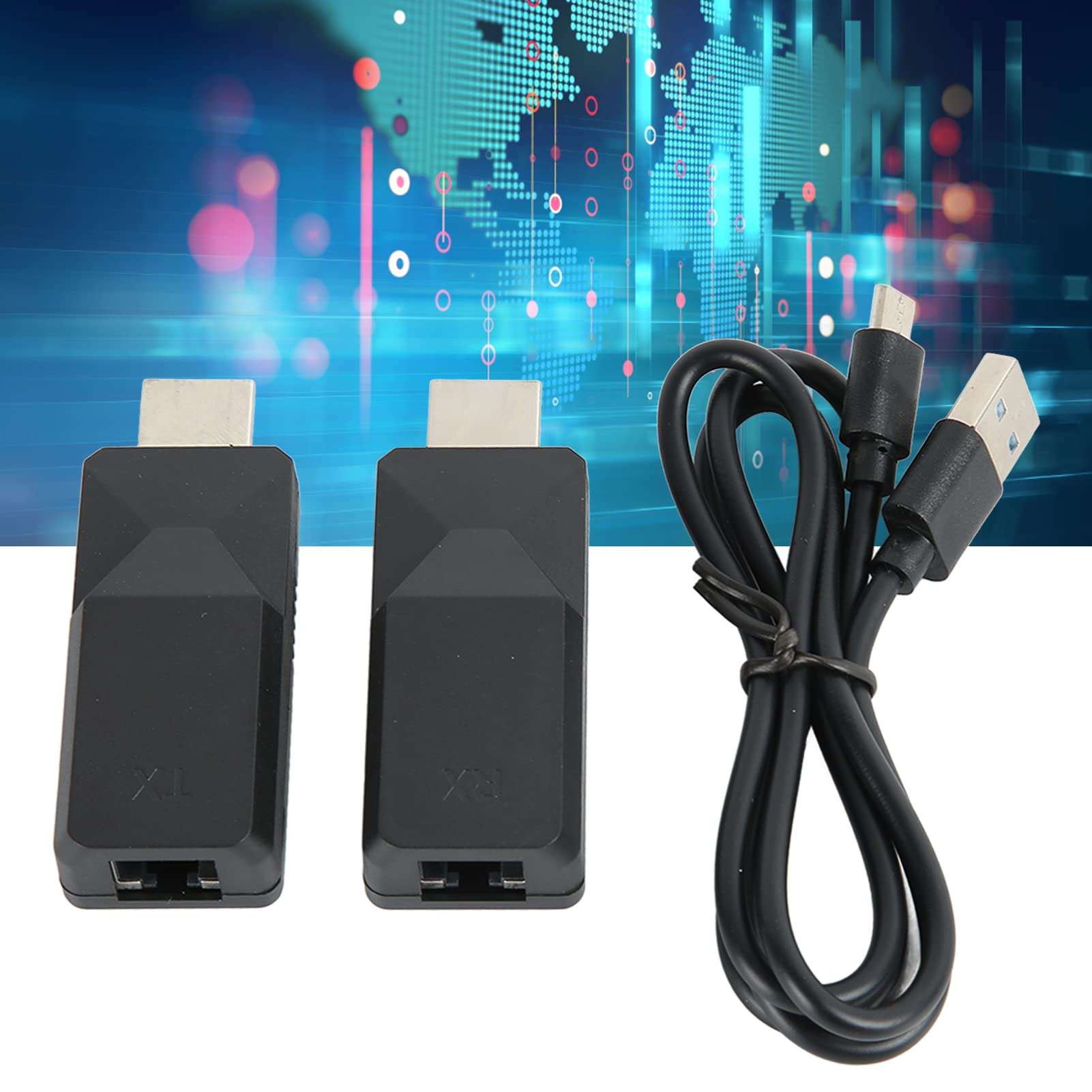 HD Multimedia Interface Extender, 165ft Black ESD Protection Plug and Play RJ45 To HD Multimedia Interface Extender Adapter for Data Control Centers for Homes 3