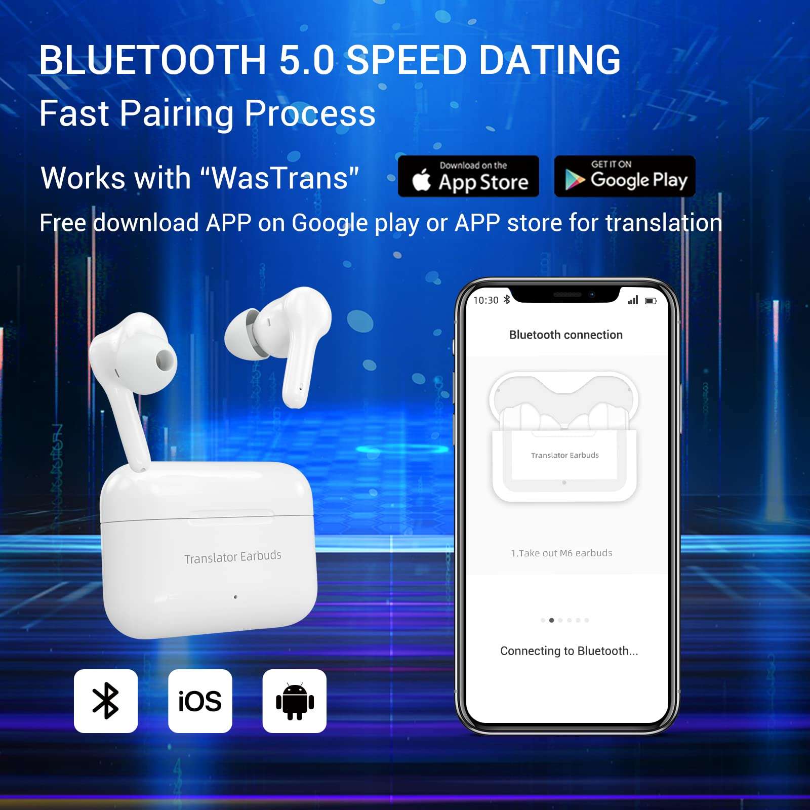 Xupurtlk Language Translator Earbuds, 71 Languages, Bluetooth & App, 56 Accents, 97% Translation Accuracy, 5 Hours Battery Life 6