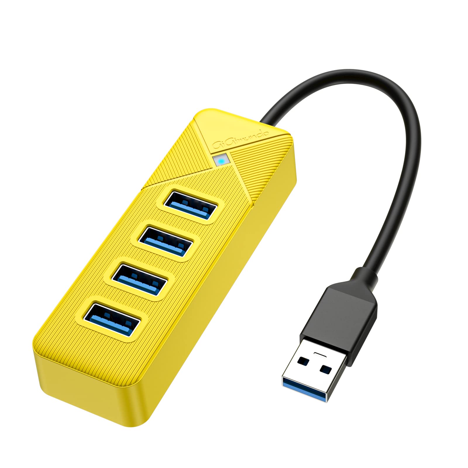 GiGimundo PG4U-U3 4-Port USB 3.0 Hub - 0.15M Cable, 5Gbps High-Speed Data Transfer, Multi USB Port Expander for Windows/Mac/Linux, USB Splitter for PC, Laptop, Mac/MacBook Air/Pro - Black