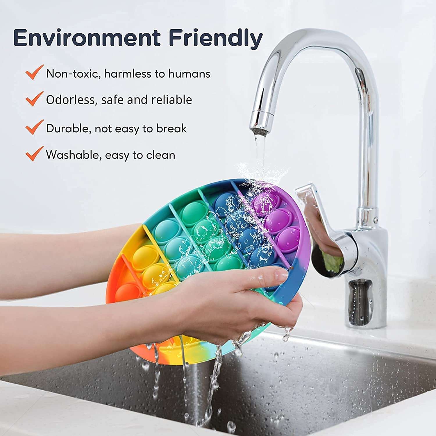 TSS Pop It Fidget Toys,Push Pop Bubble Fidget Sensory Toy,Autism Special Needs Silicone Stress Relief Toy (Circle, Square, Love Symbol) 3