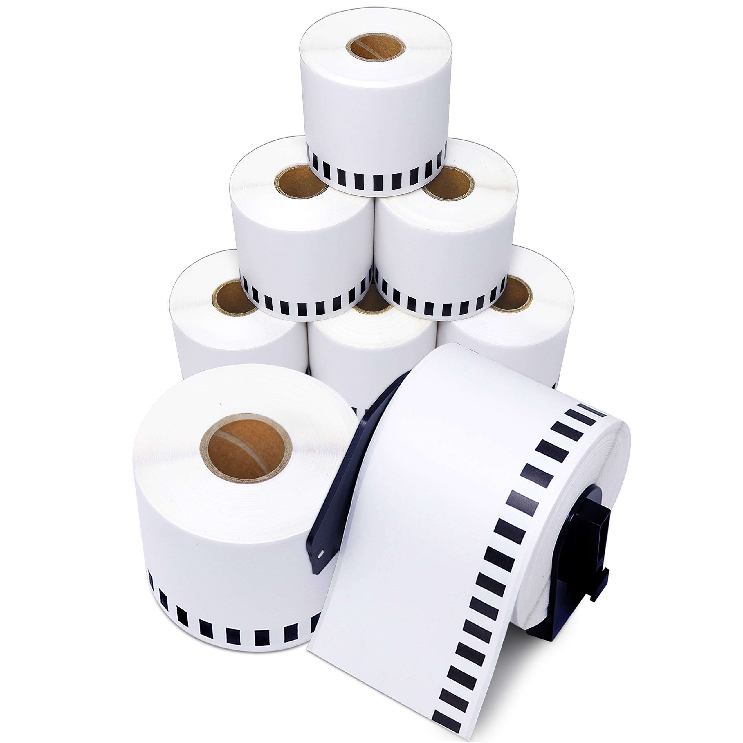 Aegis Adhesives - Compatible Label Replacement for Brother DK-2205 (2.4" X 100 Ft.) Continuous Paper Tape, Use with QL Label Printers - 8 Rolls + 1 Frame 1