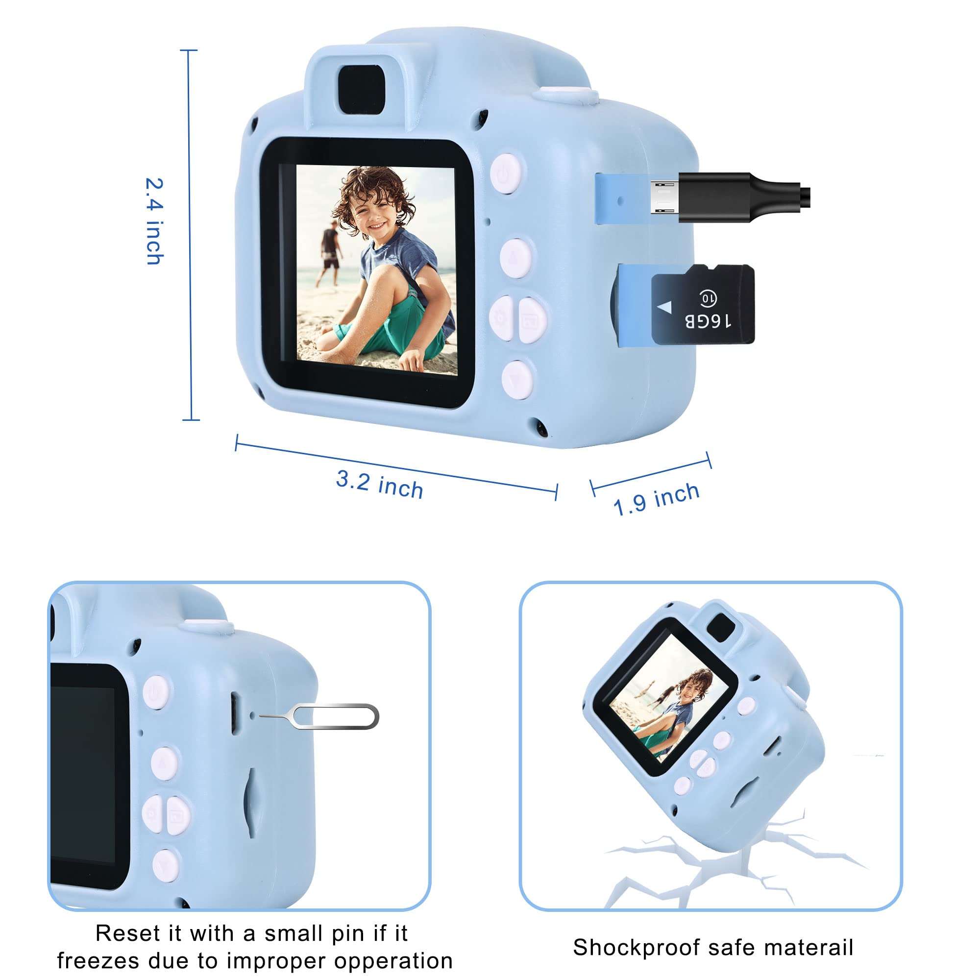 Kids Camera Toys for 3 4 5 6 7 Year Old Girls Toddler Camera for Kids Birthday Festival Gifts for Girls Age 3-9 1080P Video Camcorder with 16G Memory Card 6
