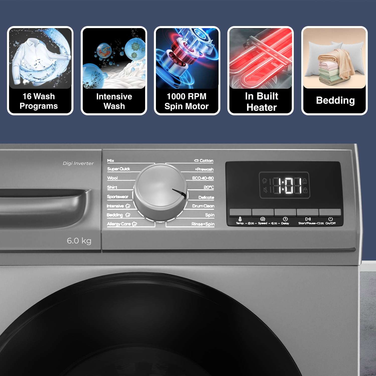 Godrej 6 Kg 5 Star Digi-inverter Fully-Automatic Front Load Washing Machine (2024 Model, WFEON HYS 6010 5 IJBT FLGR, With Steam Wash & 1000 RPM Spin Speed, Flint Grey) 4